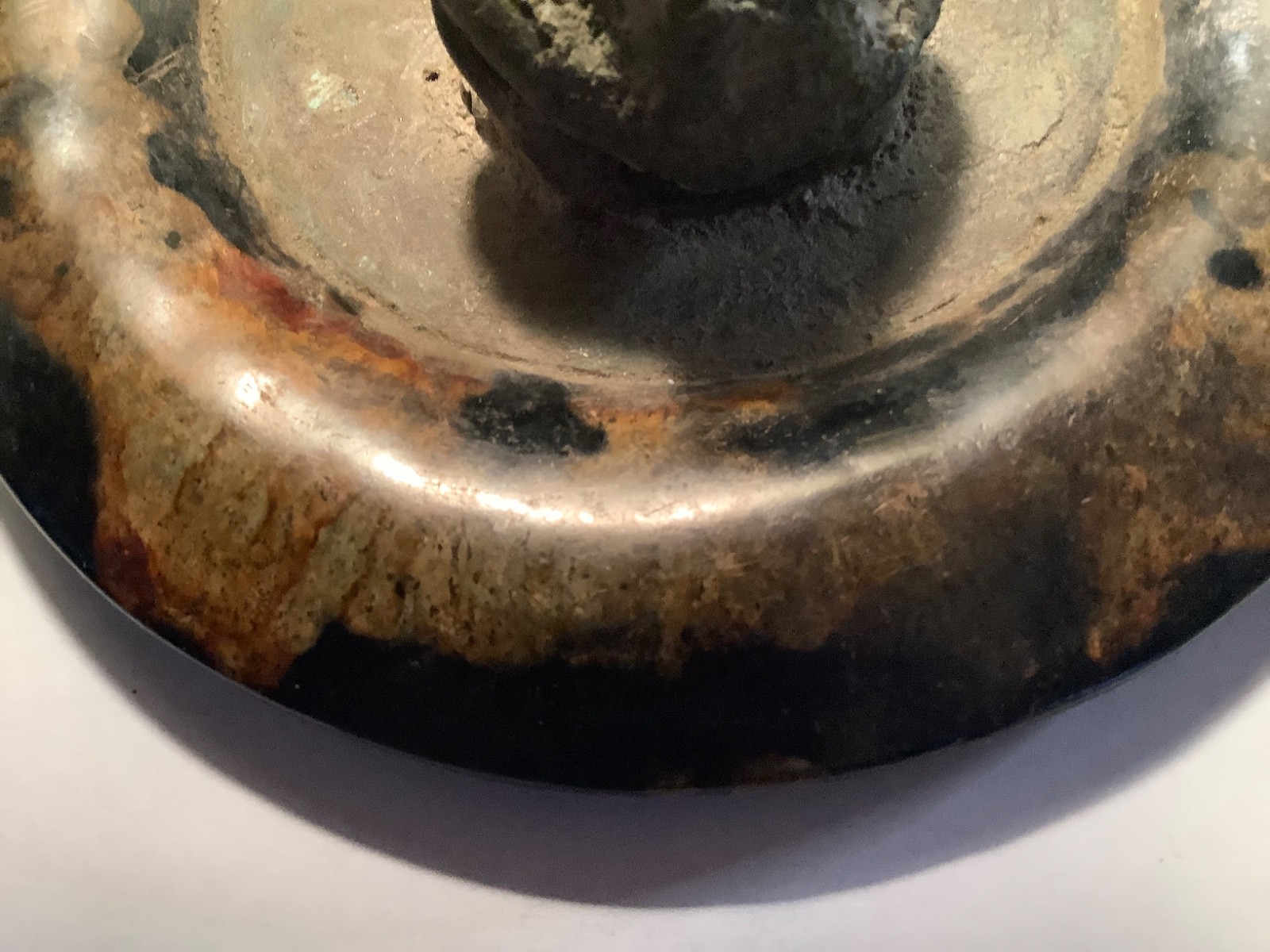 VERY OLD MING ? CHINESE ARTIFACT INCENSE CENSER LID BRONZE FROG JASPER STONE BI