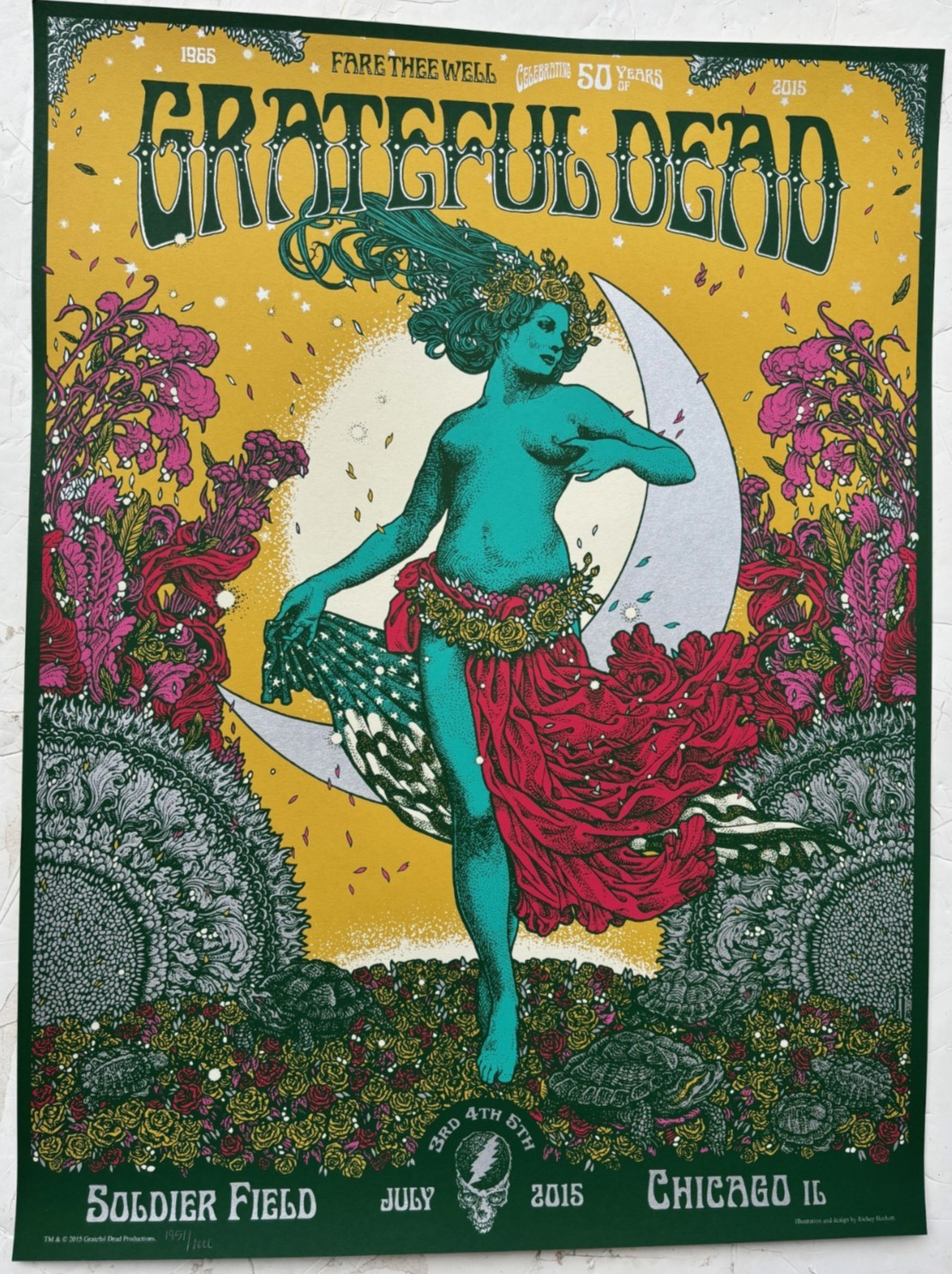 2015 Grateful Dead Fare Thee Well Chicago Concert Poster Ltd Ed # Beckett Mint!
