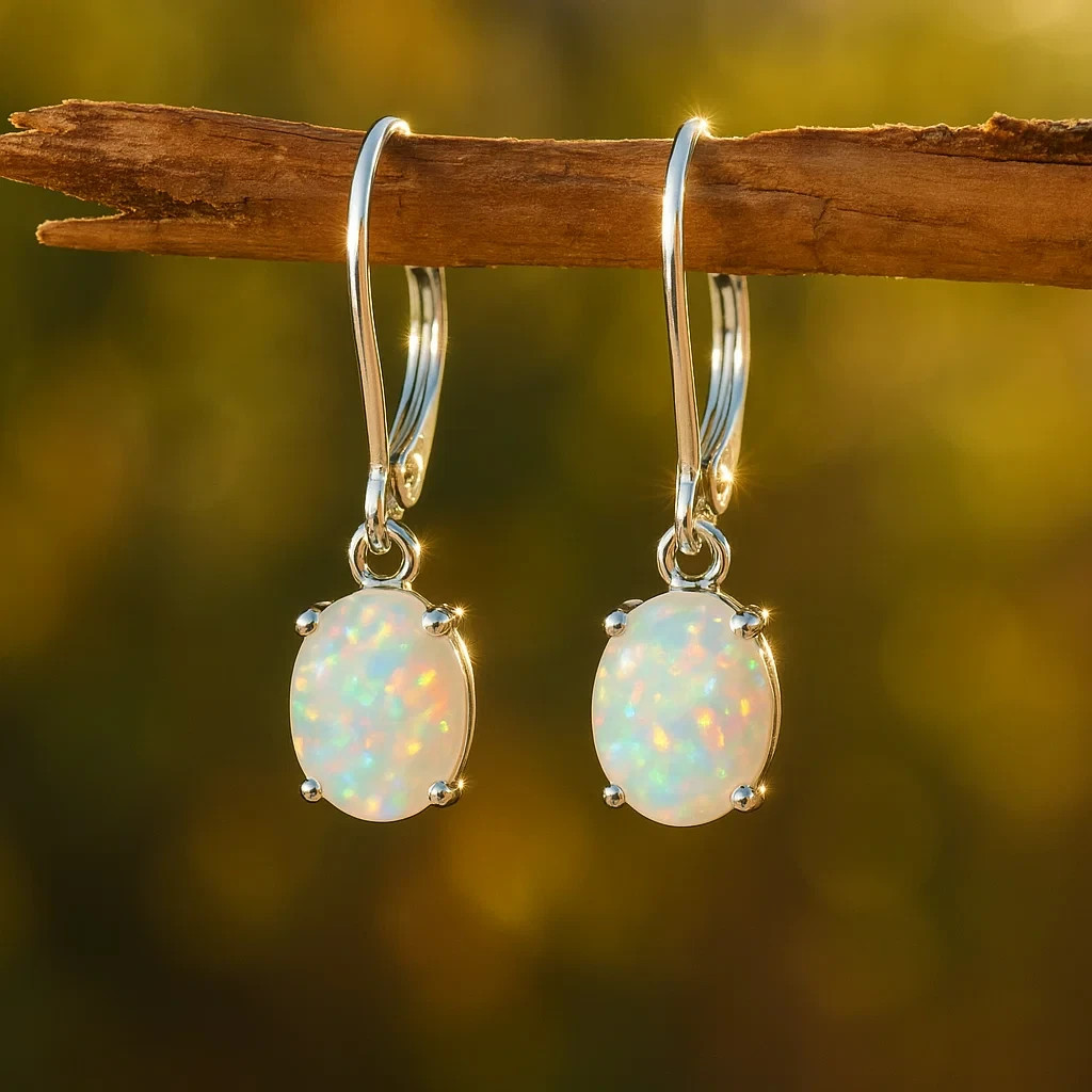 Natural Fire Opal Teardrop Dangle Earrings Chakra Healing Delicate Women Jewelry
