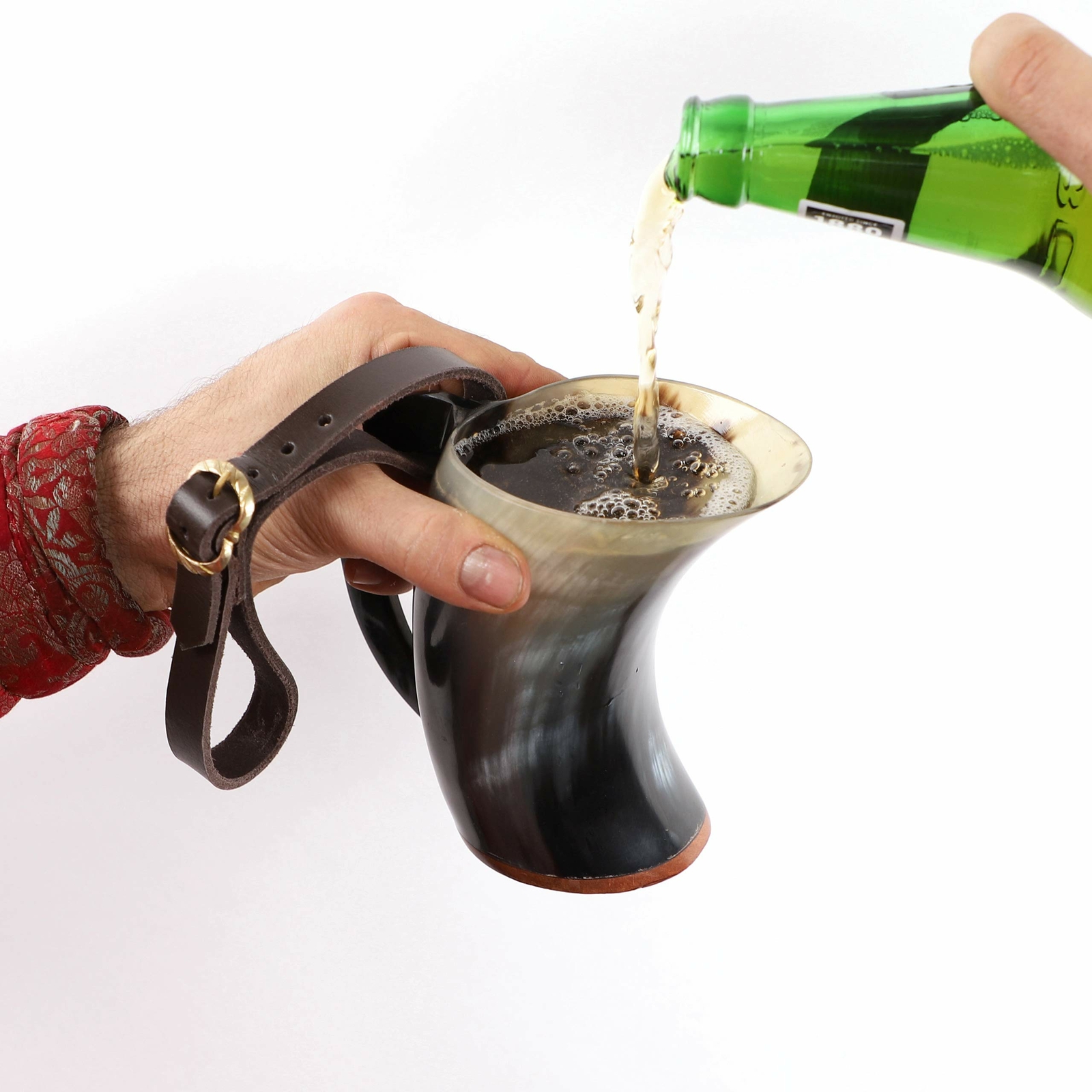 Medieval Drinking Horn with Leather Strap Bovine Ale Viking Tankard 300 ML