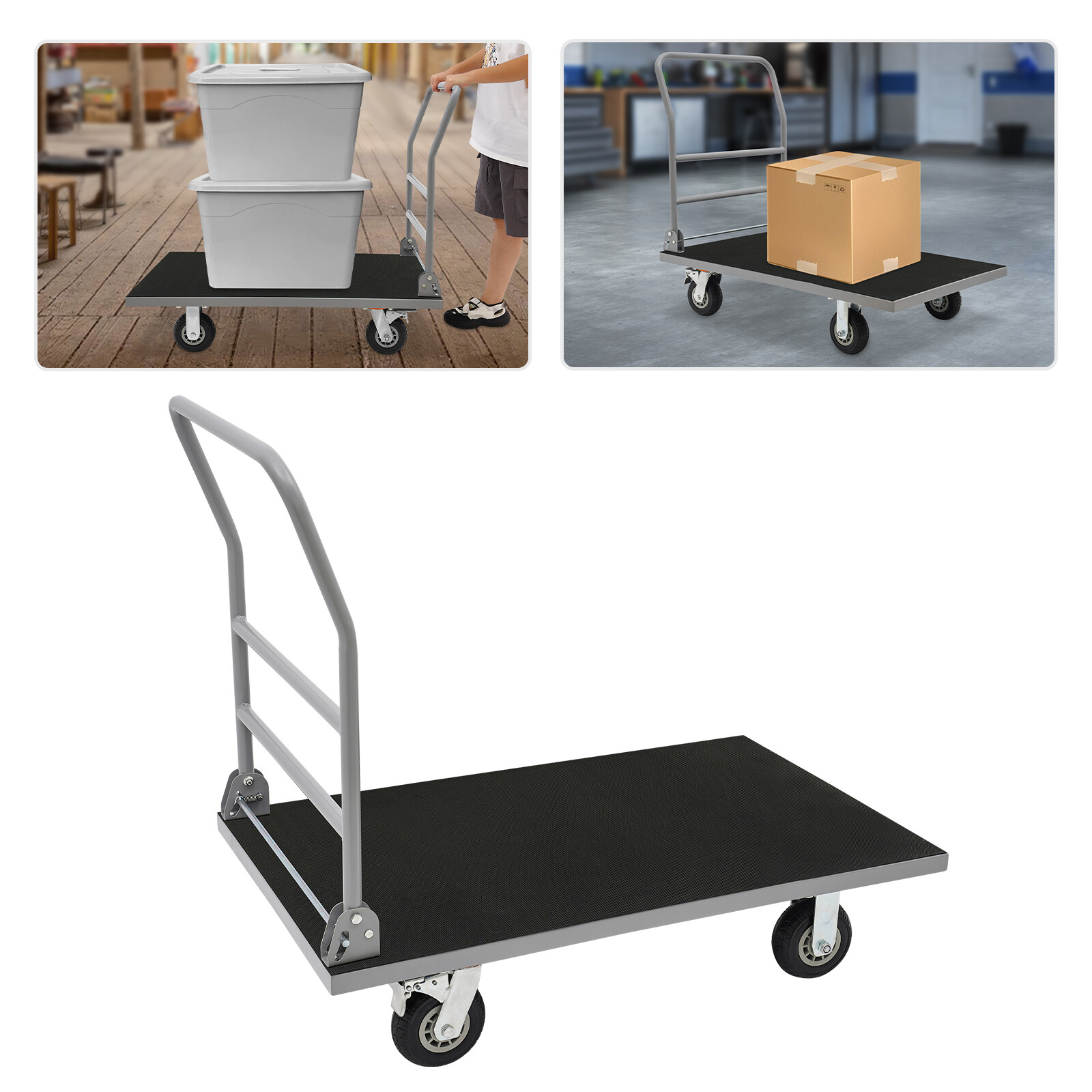 Platform Truck 2200lbs Capacity 41.3*24.8in Flatbed Cart Hand Truck with Wheels