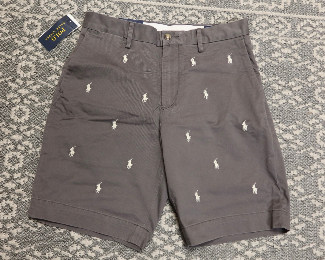 Polo Ralph Lauren Men's "All Over Pony" Classic Fit 9" Shorts - Size 38 - Gray