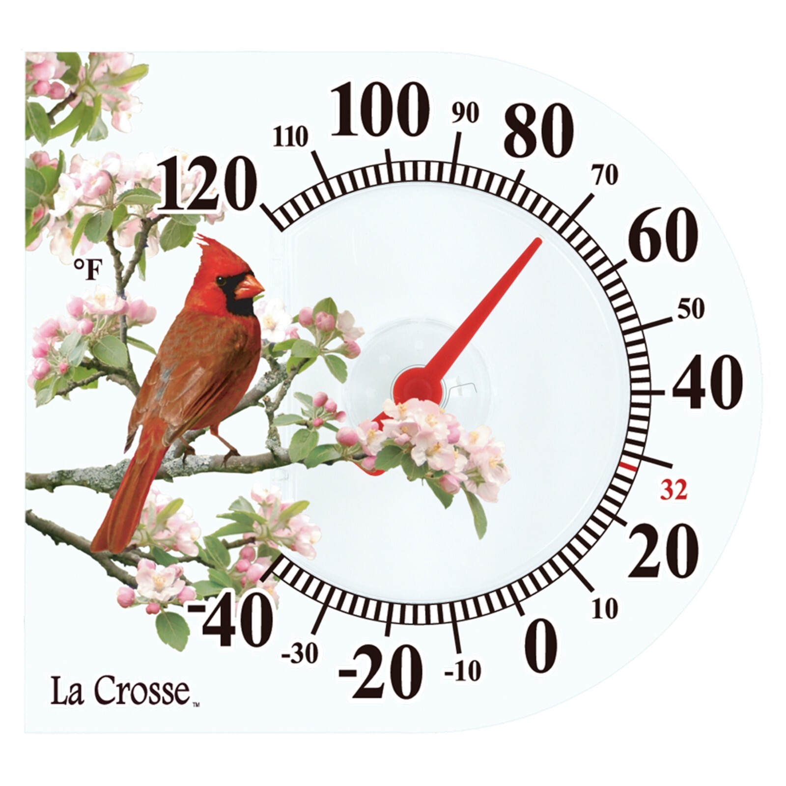 104-106 La Crosse 6" Indoor/Outdoor Window Cling Thermometer - Cardinal