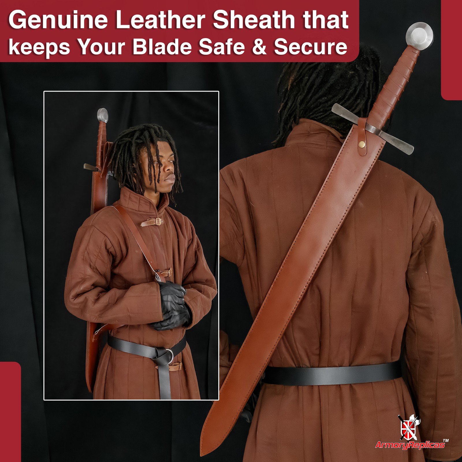 Castle in Knight Medieval Sword 1095 Carbon Steel Dual Tone Blade w/ Sheath