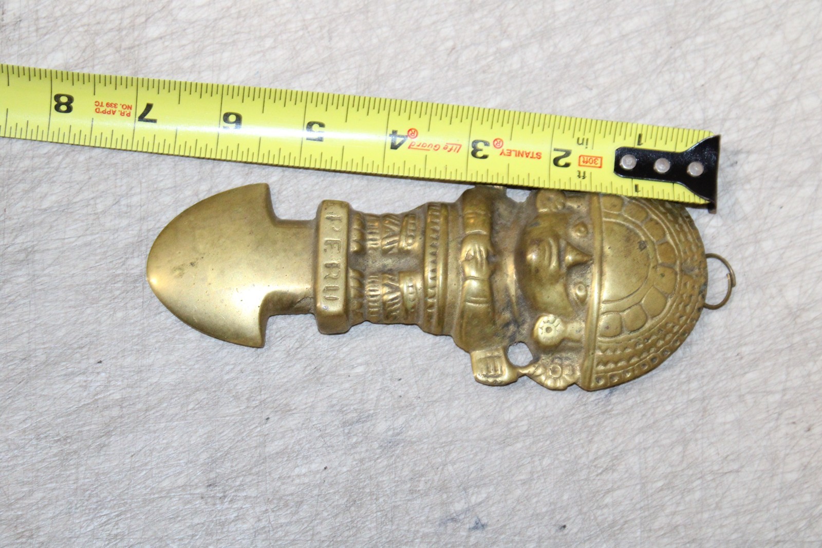 Vintage Peruvian Tumi Brass Wall Hanging Good Luck Charm 6 5/8''