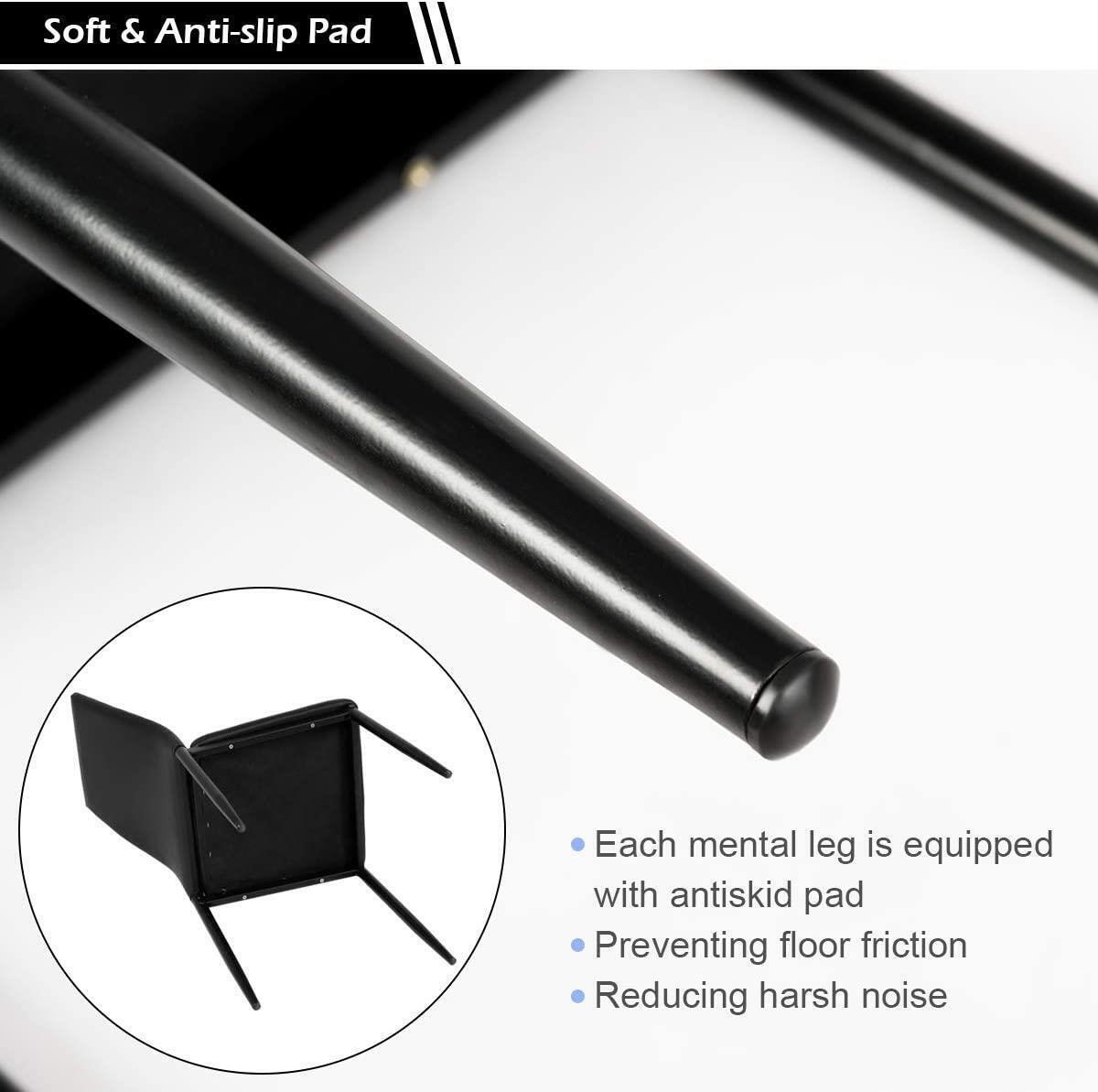 Dining Chairs Set of 6 Kitchen High Back Dining Room Chair with Metal Leg Black