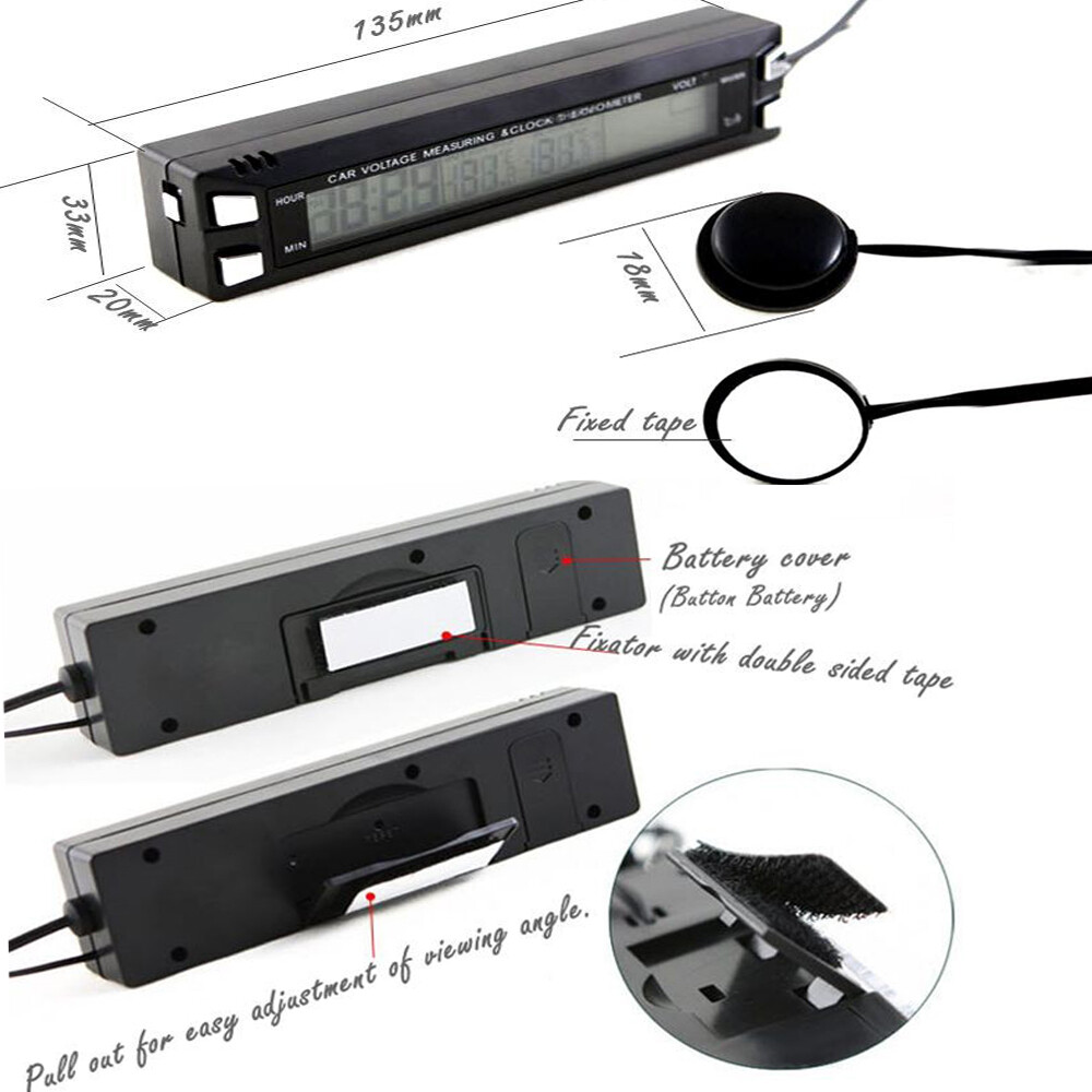 Multifunctional Car Luminous Clock Car Thermometer Voltmeter Temperature Alarm