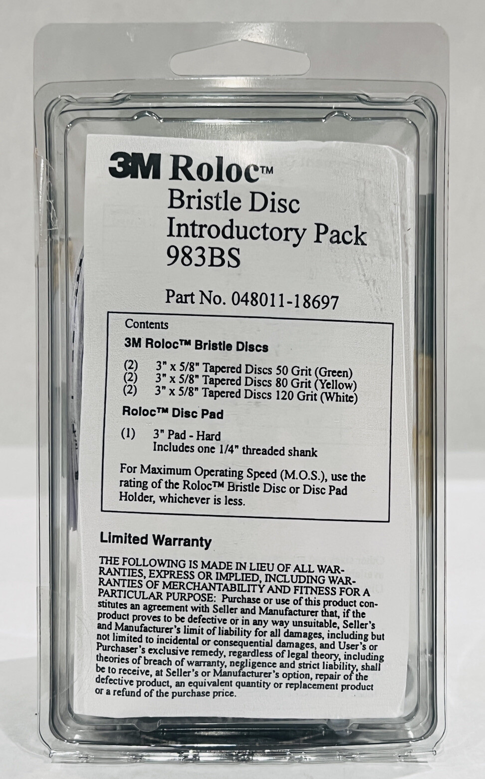 3" Roloc Ceramic Bristle Disc Starter Kit 983BS 50, 80, 120 Grit 3M Scotch-Brite