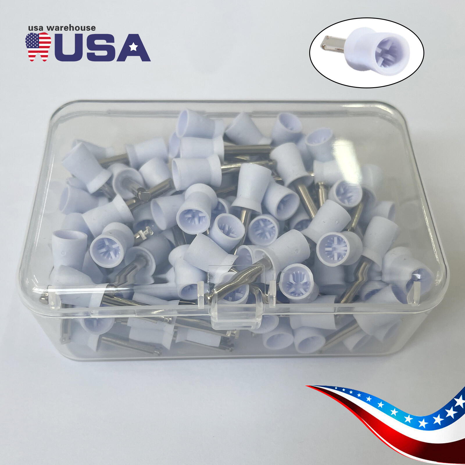 100pcs Dental Polishing Polish Cups Prophy Cup Latch Type Brush Rubber SJ