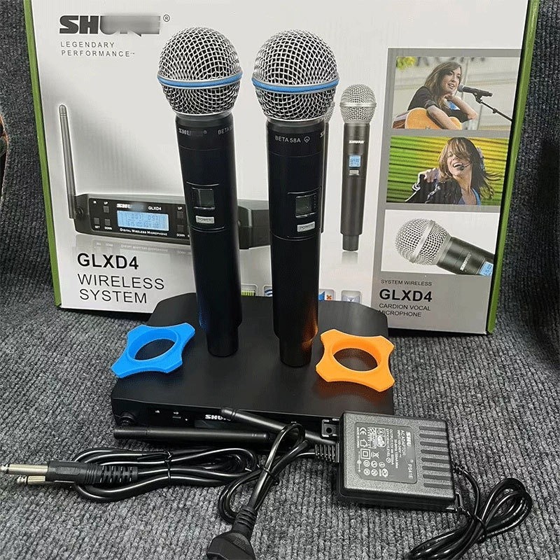 New GLXD4 BETA58A UHF 640-690MHz Professional Wireless Microphone System 2 Mics
