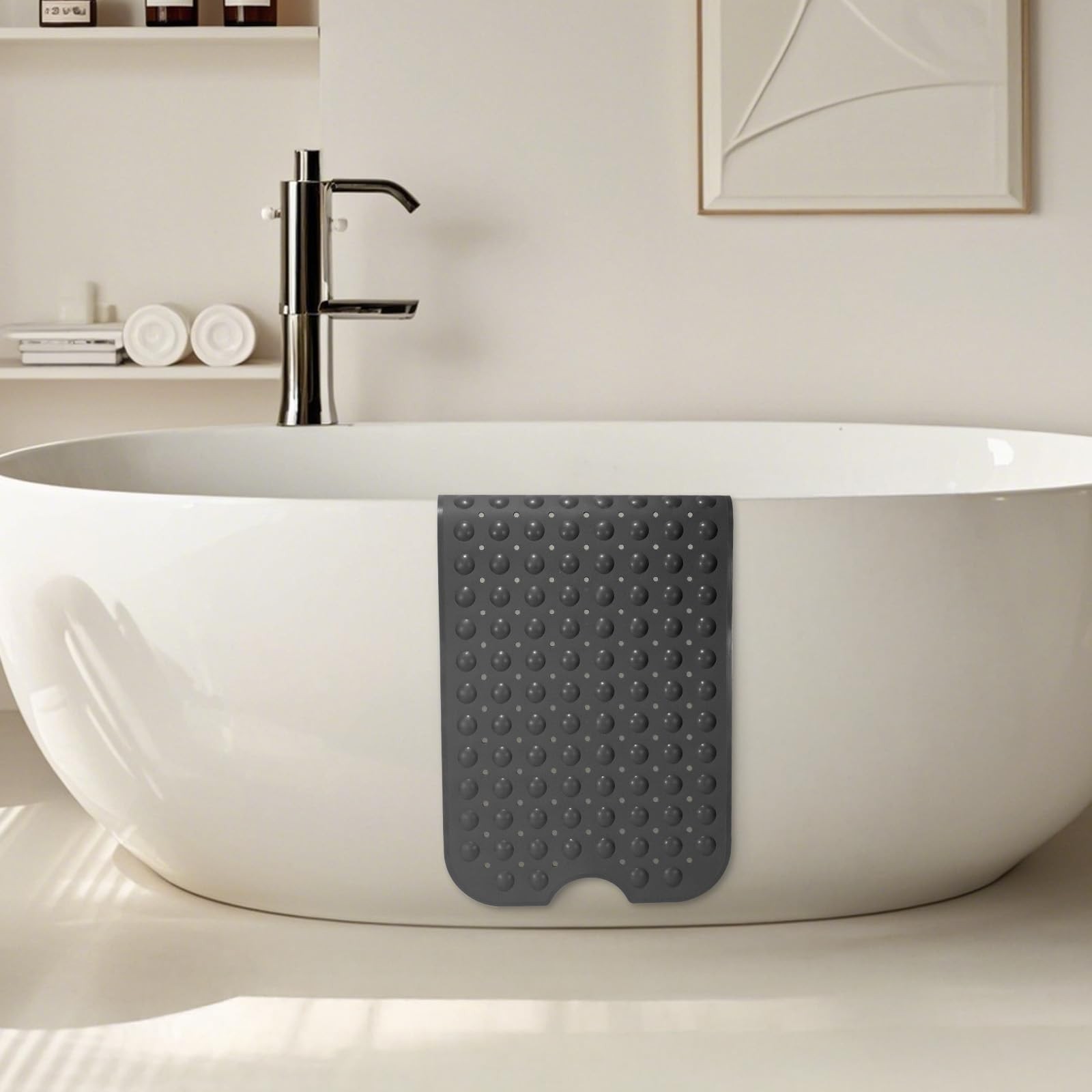 WarmSnow（is TPE, Not PVC） Long Bathtub Mat Non Slip 39.5 x 16 Inch, Inside Sh...