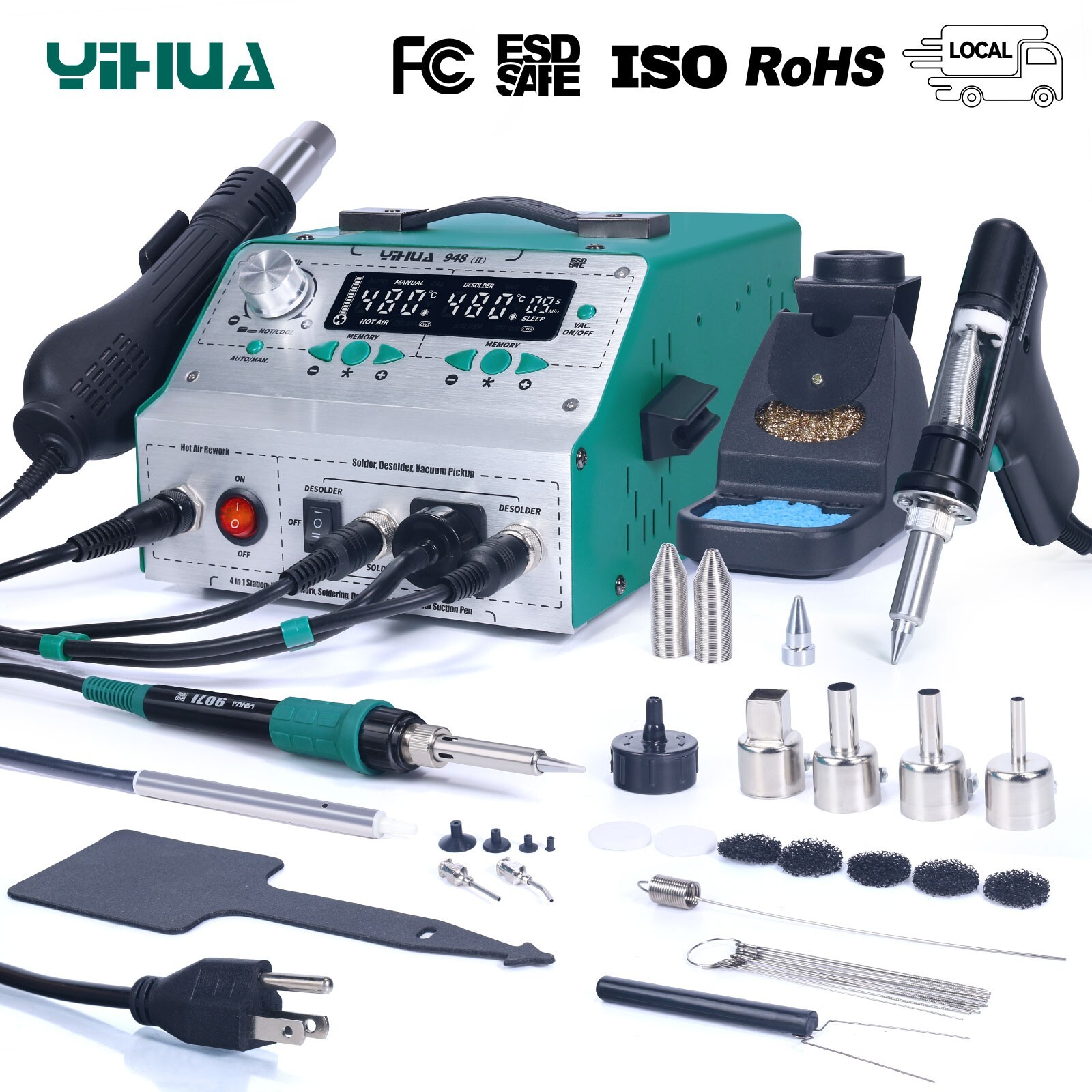 YIHUA 948-II Desoldering Suction Gun Heat Air Gun Soldering Iron Rework Station