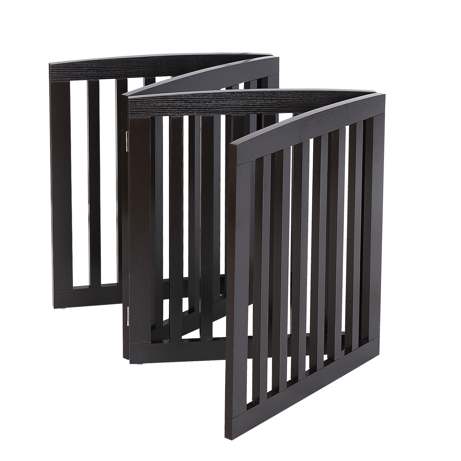 Freestanding Pet Dog Gate 4 Panels Indoor Foldable Dog Fence for Stairs Brown