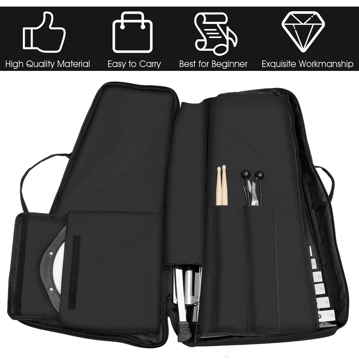 Sonart 30 Notes Percussion Glockenspiel Bell Kit w/ Mallets Sticks Stand Gift