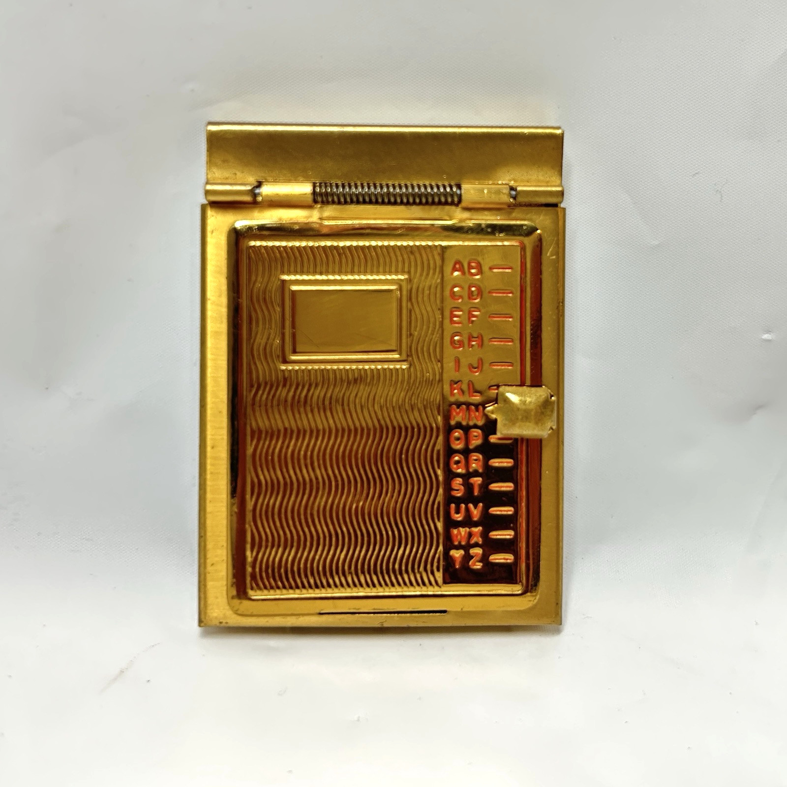 Vintage Mini Flip Up Pocket Rolodex Address Phone Book Brass Gold Tone