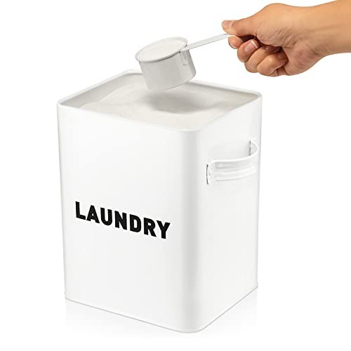 Claimed Corner Metal Laundry Storage Canister White Kitchen Organizer (