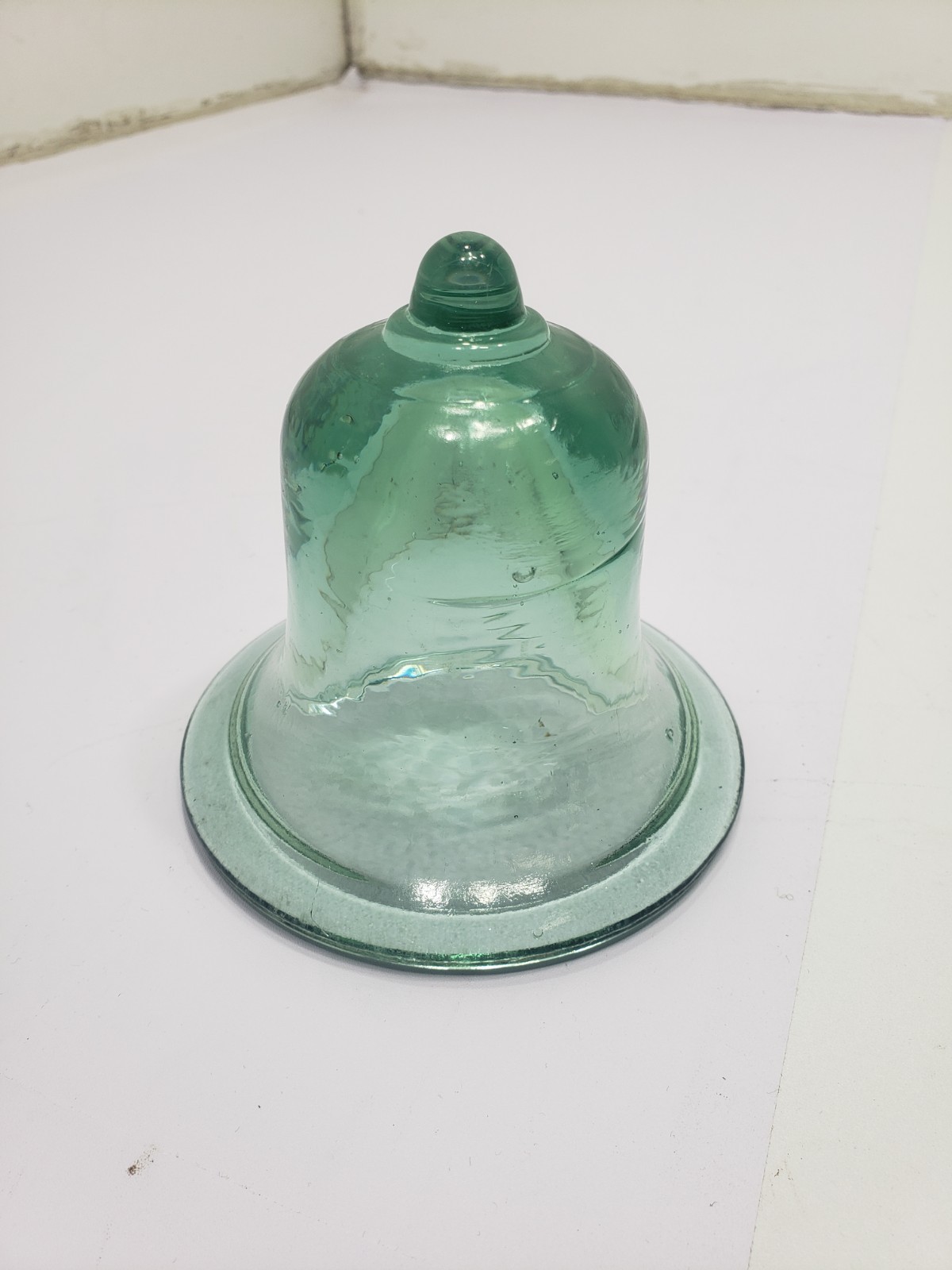 Vintage Small Cobalt Green Glass Garden Cloche French Bell 4 x 4