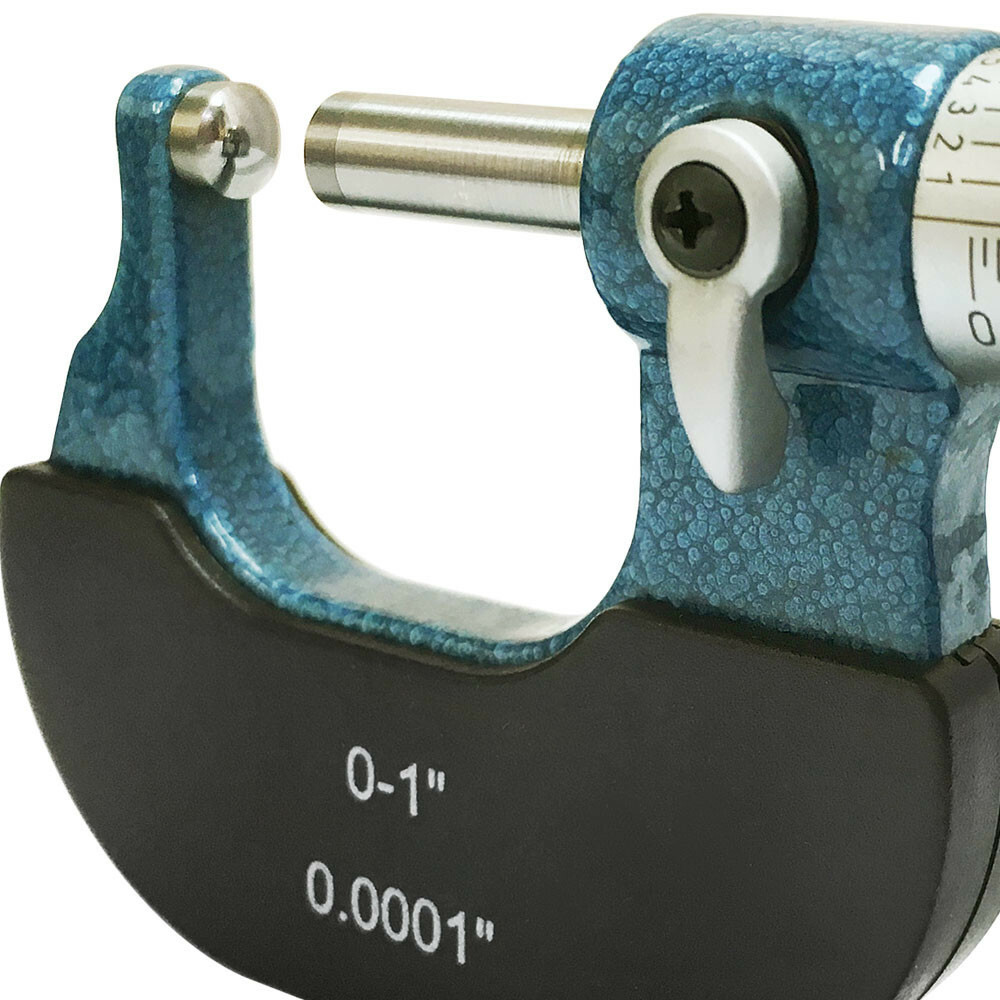 0-1" Precision Micrometer Dual Ball Anvil Round Carbide Tip 0.0001" Graduation
