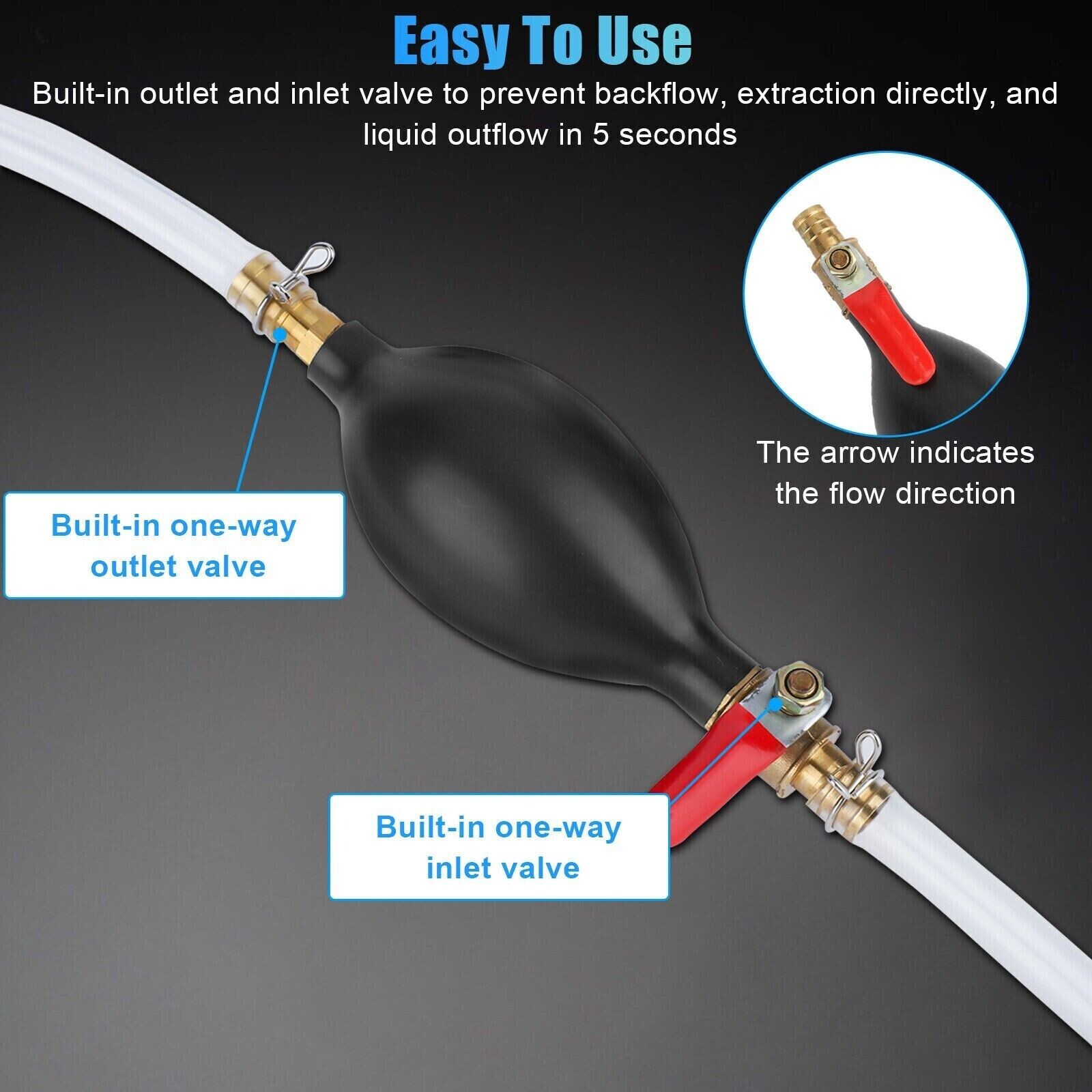 Siphon Hand Pump Portable Manual Car Fuel Transfer Pump- For Gas Gasoline Petrol