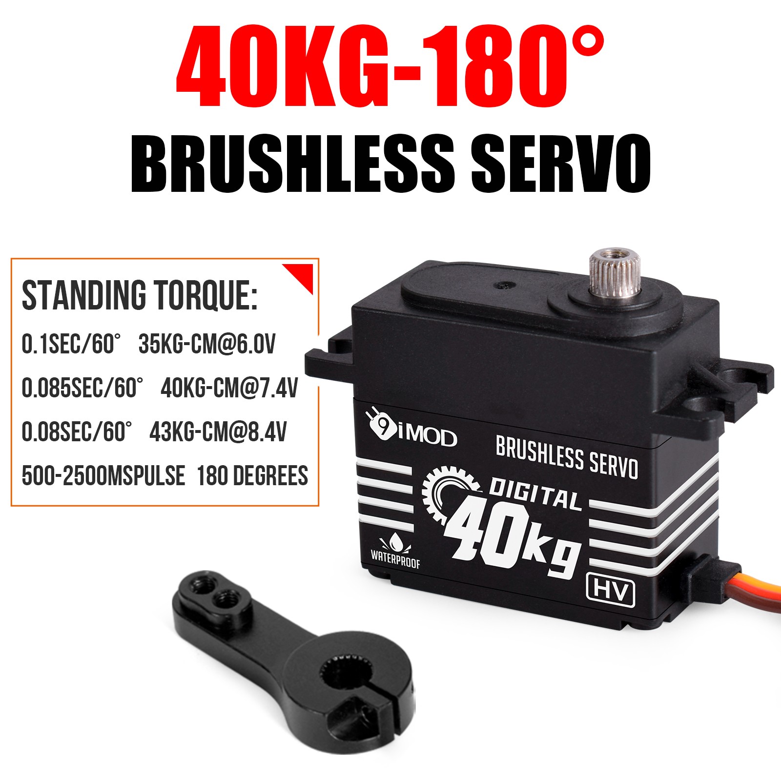 180° 40KG Brushless Servo Metal Gear Digital Servo for 1/8 1/10 RC Crawler Car
