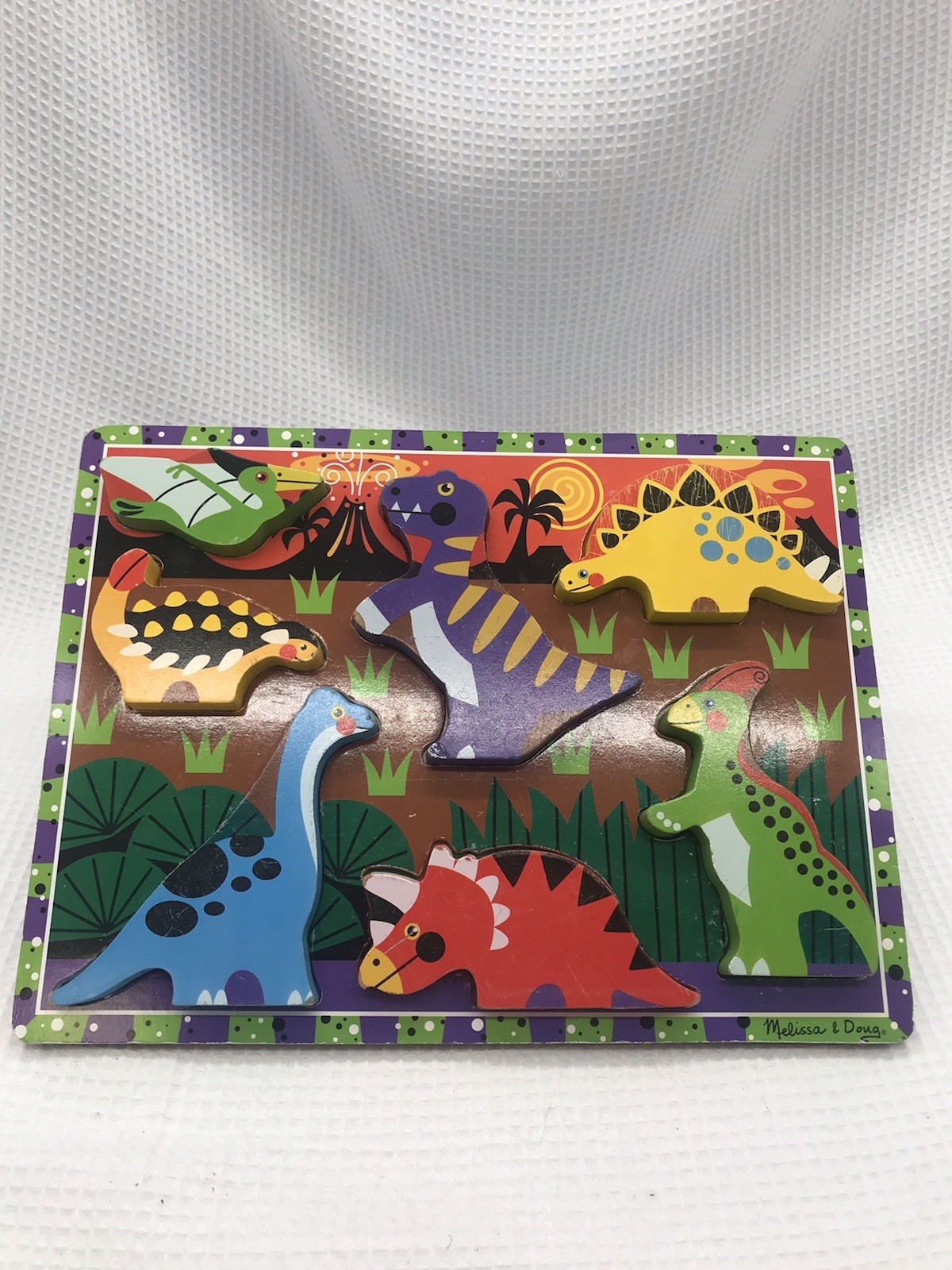 Wooden Chunky Peg Puzzle Lot 4 Melissa & Doug Zoo Farm Animals Pets Dinosaurs￼￼