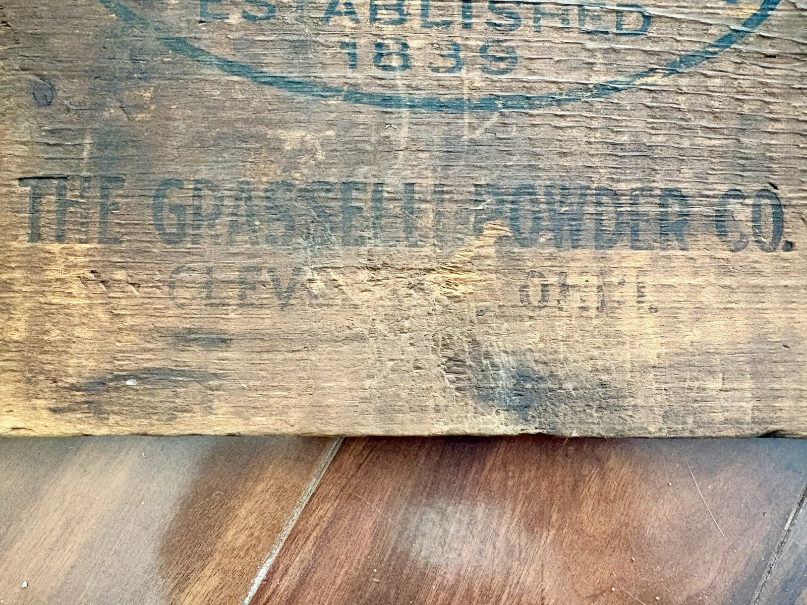 RARE Early Grasselli Explosives Box End. The Grasselli Powder Co.Cleveland Ohio