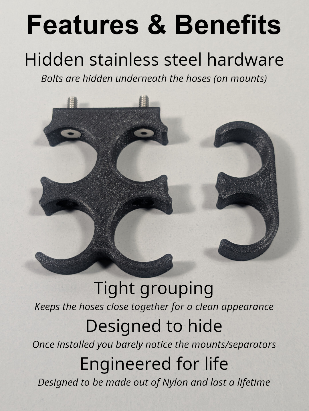 Heater Hose Dual Line Black Separator for 2 5/8" Heater Hoses