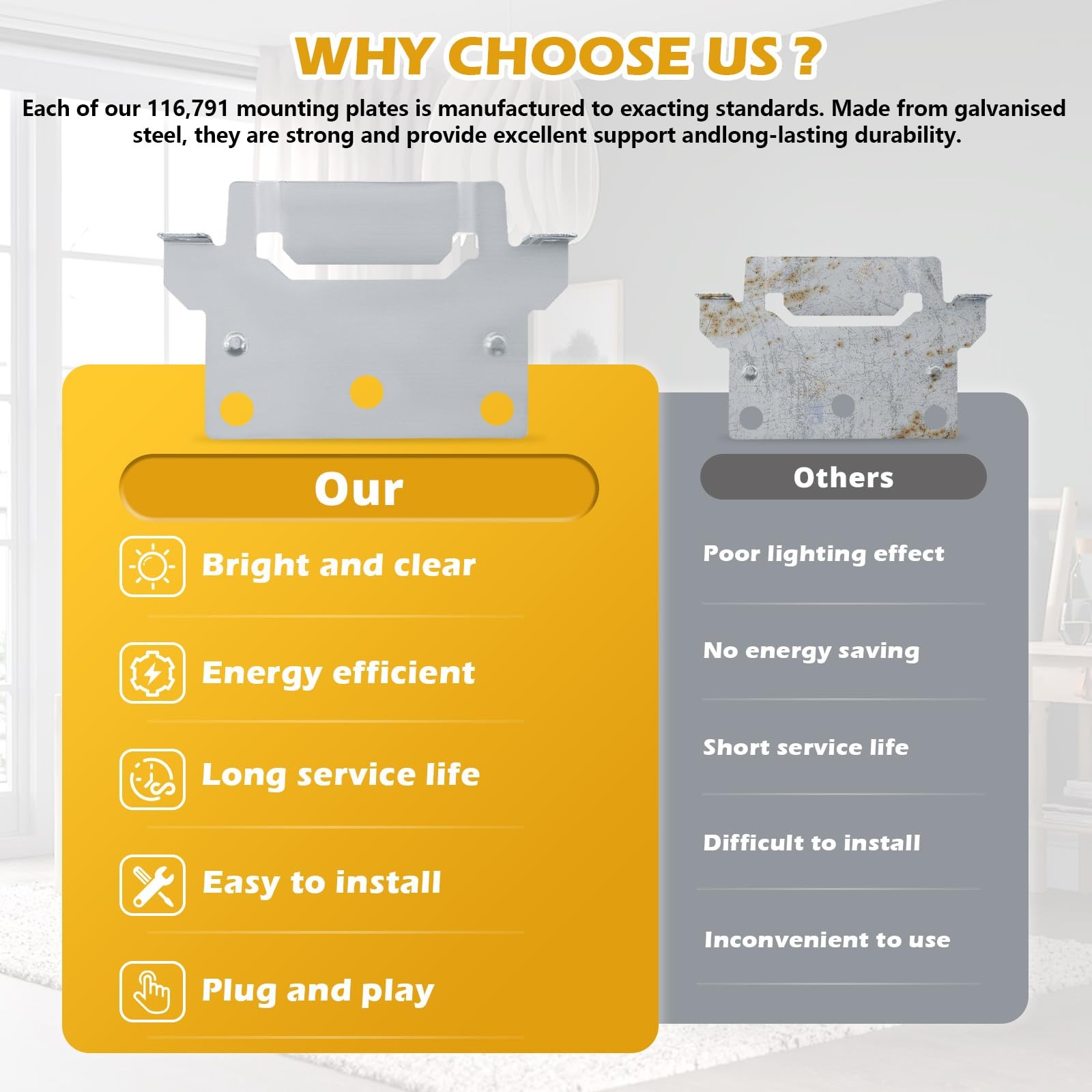 IWIWE 116791 Mounting Plate Compatible with IKEA Bed Frame 4 Pack, Silver