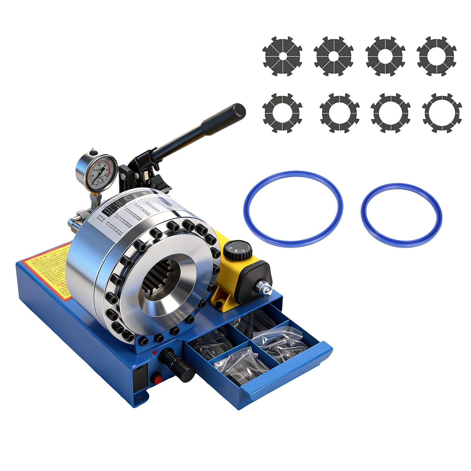 High Pressure Manual Hydraulic Hose Crimper Hose Pipe Crimping W/ 8 sets Molds