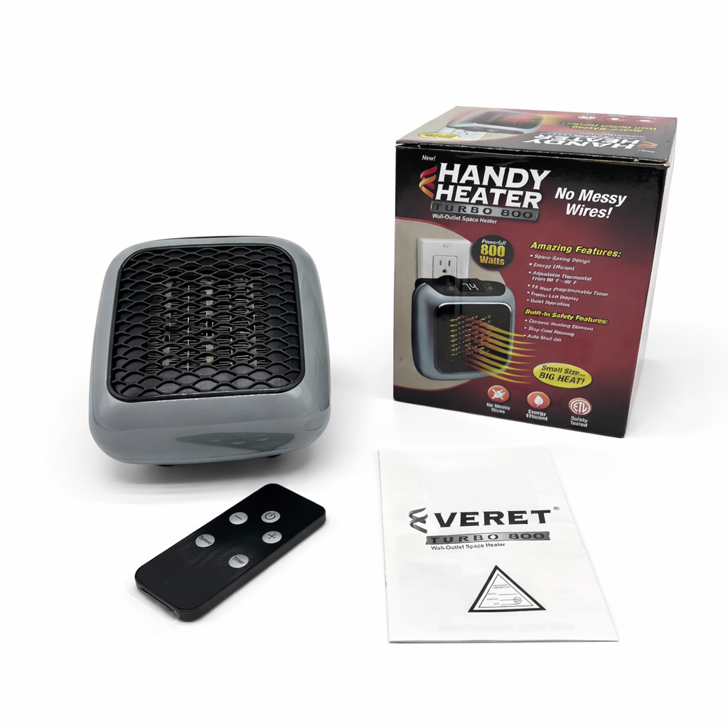 Outlet Small Handy Space Heater Turbo 800 Watts with Adjustable Thermostat