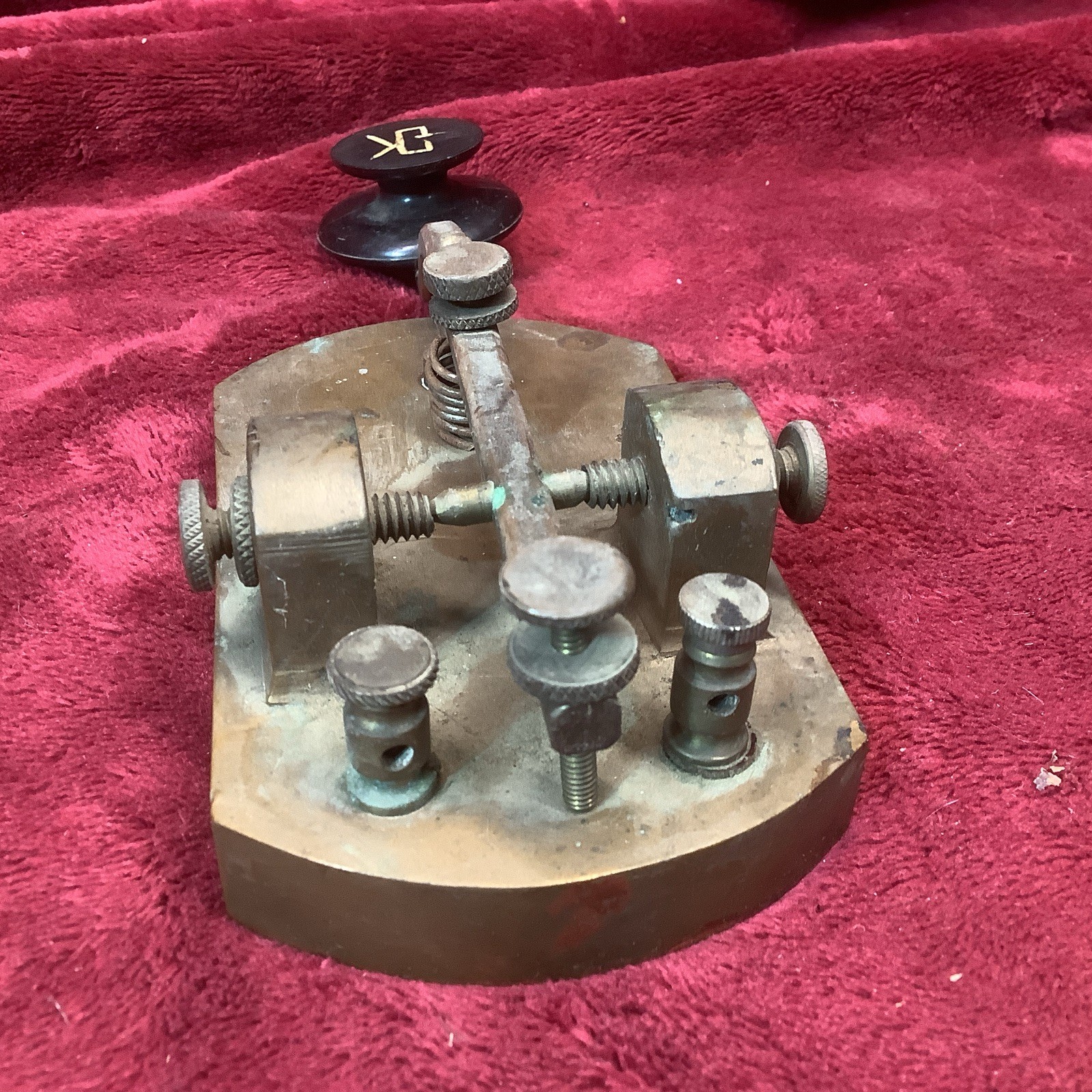 Vintage 3# Heavy Brass Oversized Telegraph Key “CK” Nonelikeit! K1 Key Button