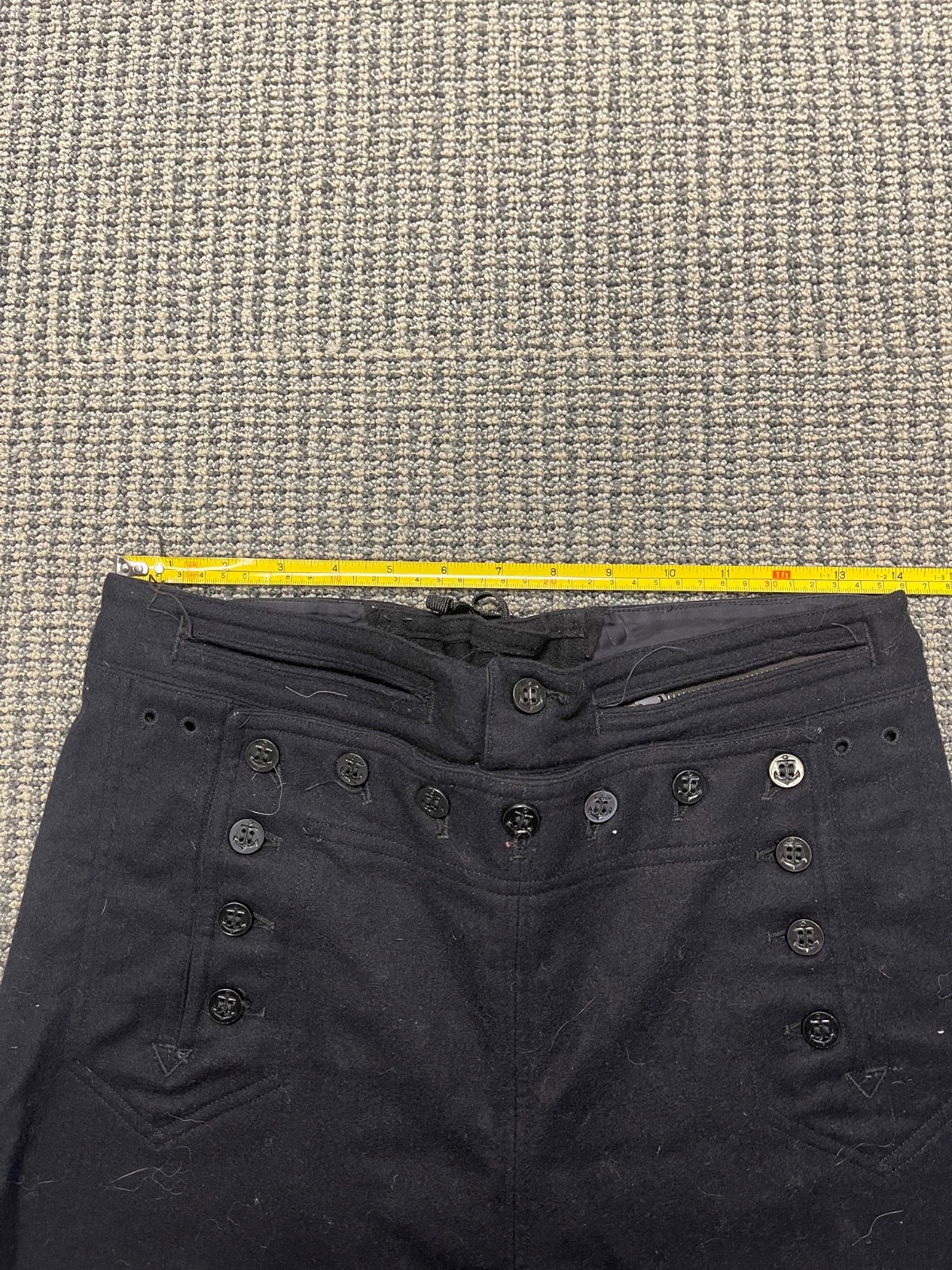 US Navy Sailor 1940s Wool Pants Naval Clothing Factory Trousers Black Buttoned