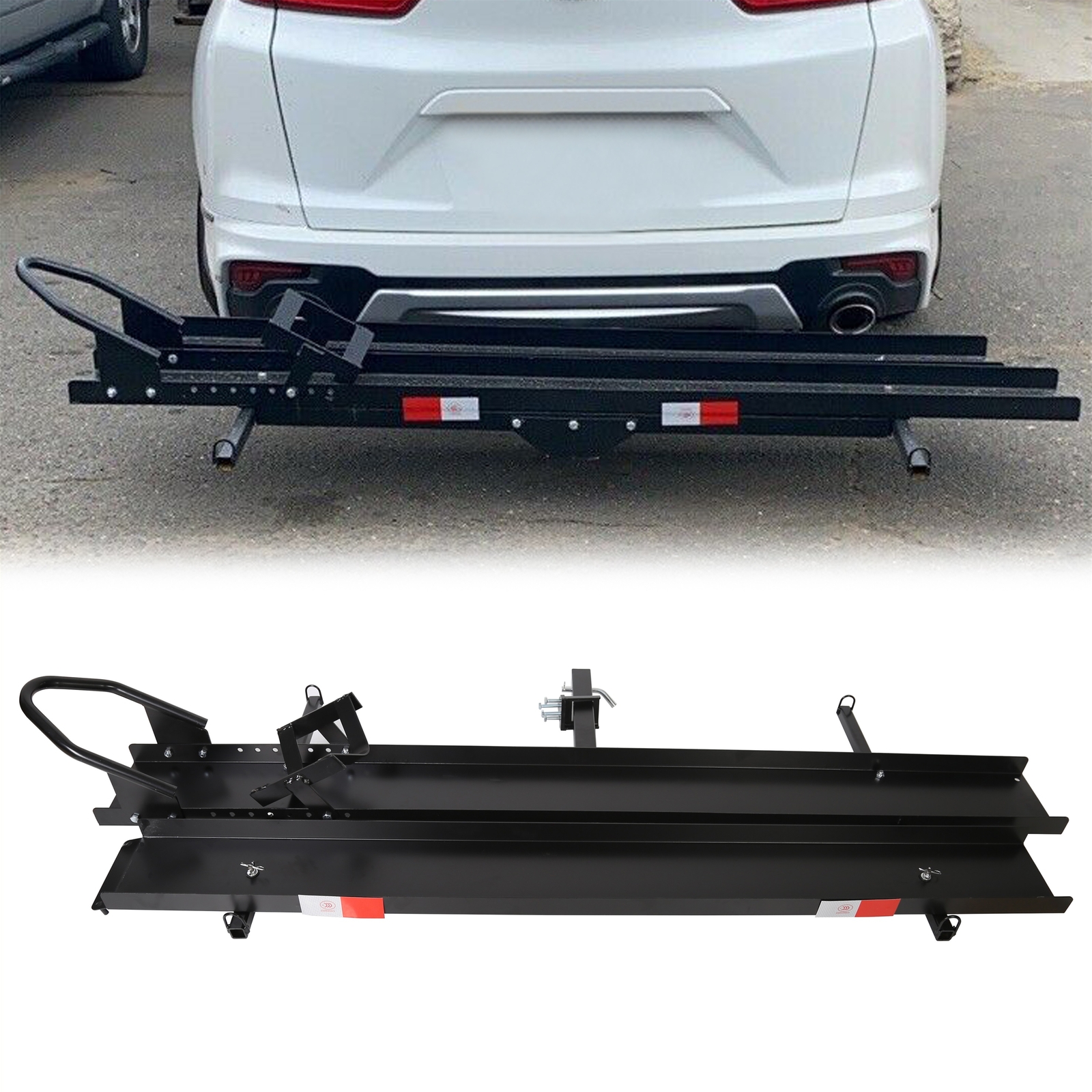 600 LBS Motorcycle Carrier Heavy Duty Dirt Bike Rack Hitch Mount Hauler w/ Ramp