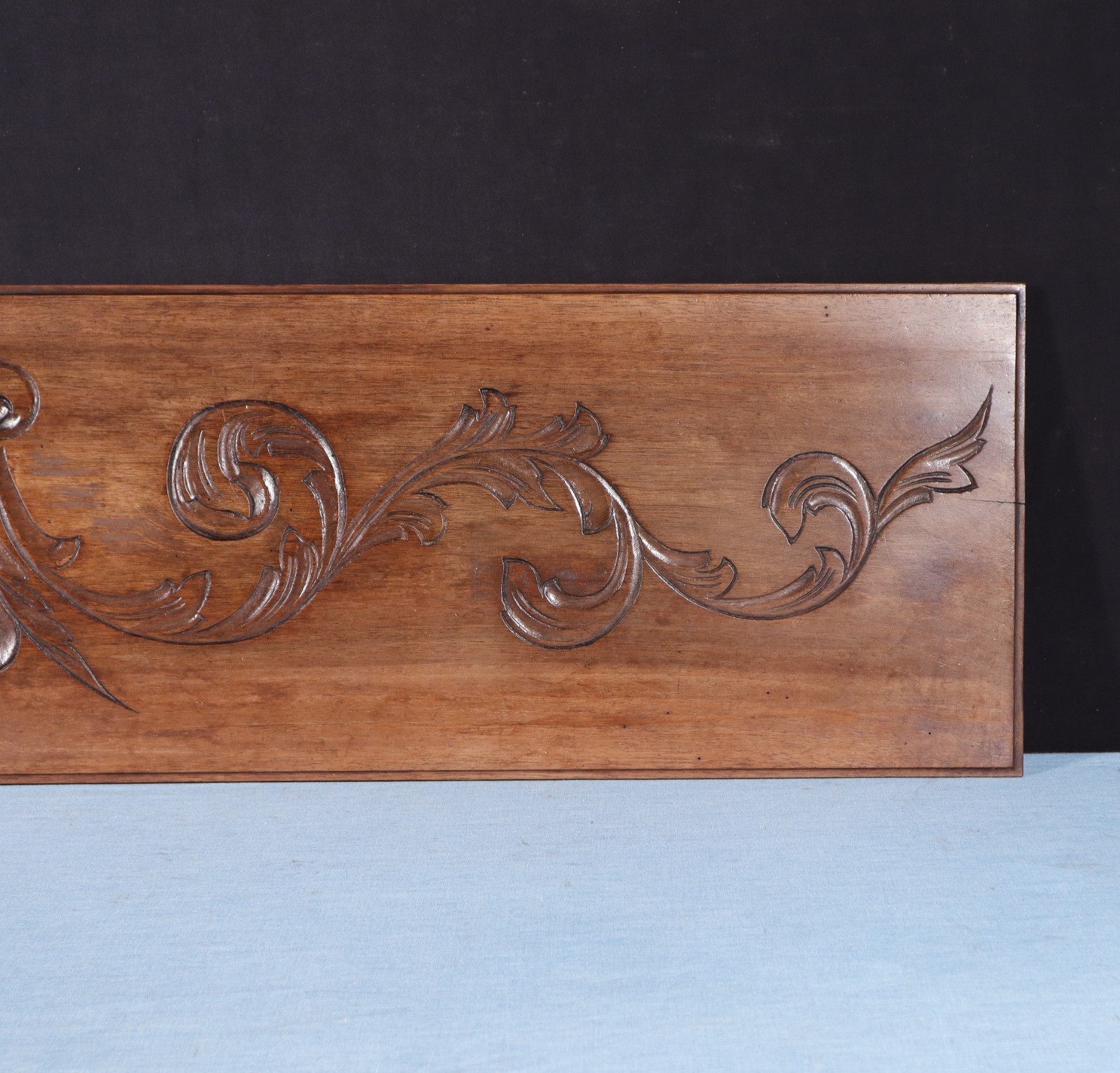 45" Wide Antique French Solid Walnut Wood Panel/Crest Pediment w/Carvings