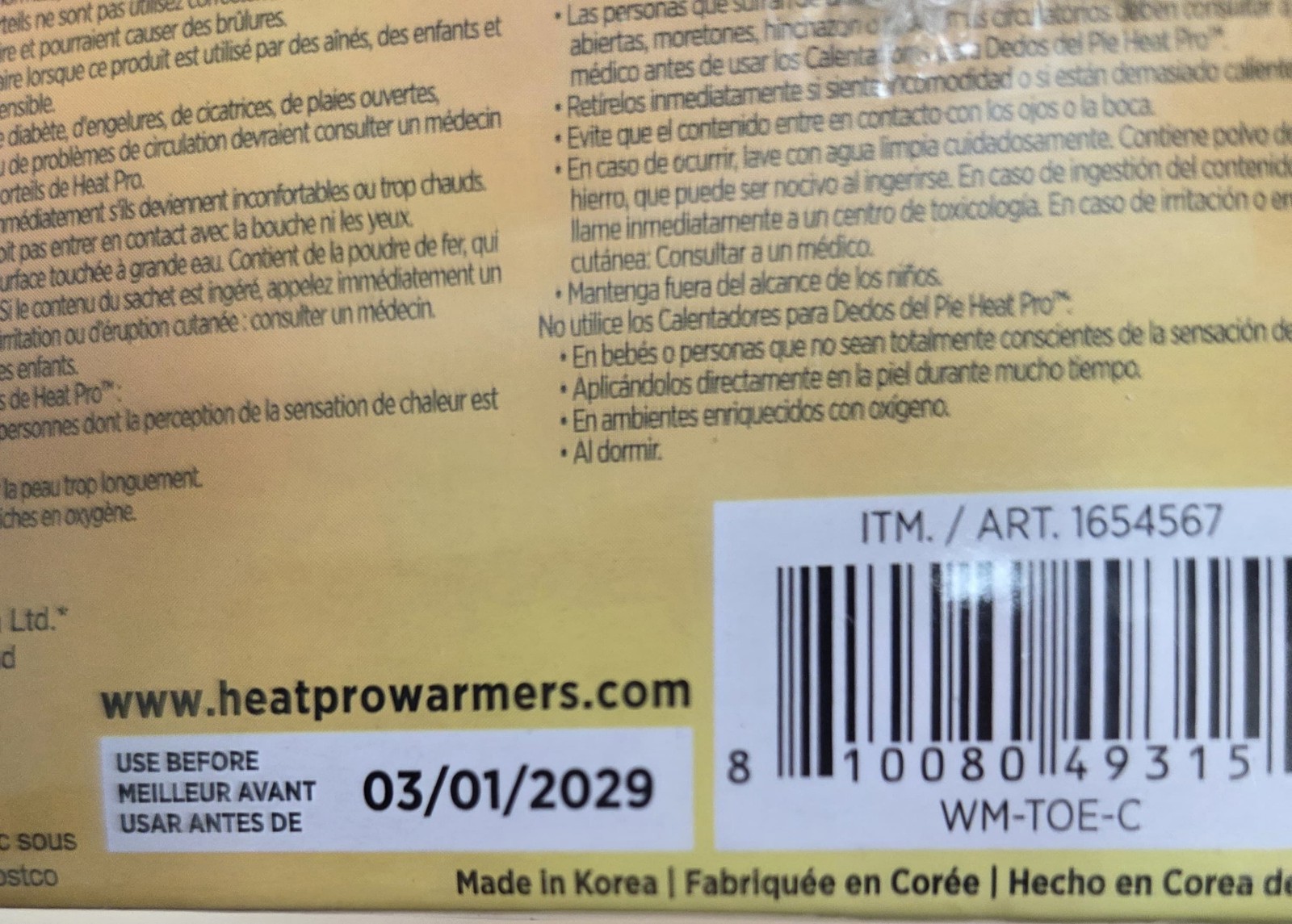 Heat Pro Adhesive Toe Warmers 30 Pairs 60Individual 5 Hours Heat EXP 2029 Sealed