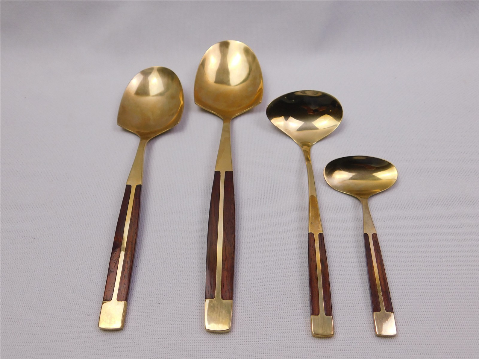 91Pcs JEAN-CLAUDE Bronze & Rosewood Flatware Set MCM Service for 8 + Service Pcs