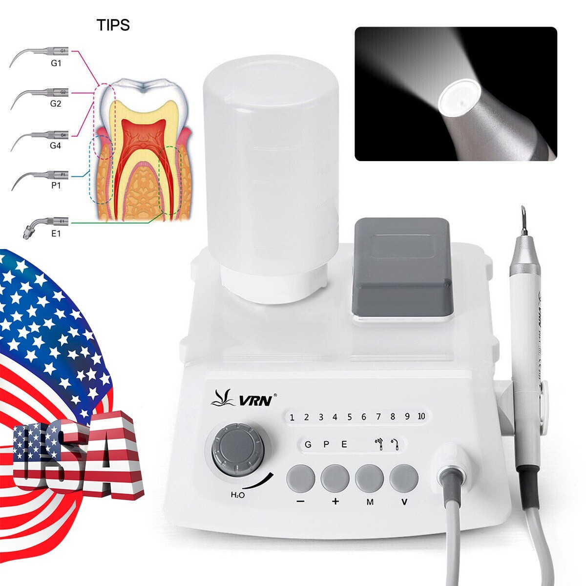 LED Dental Ultrasonic Piezo Scaler Handpiece Bottles Fit EMS Cavitron VRN-A8 US