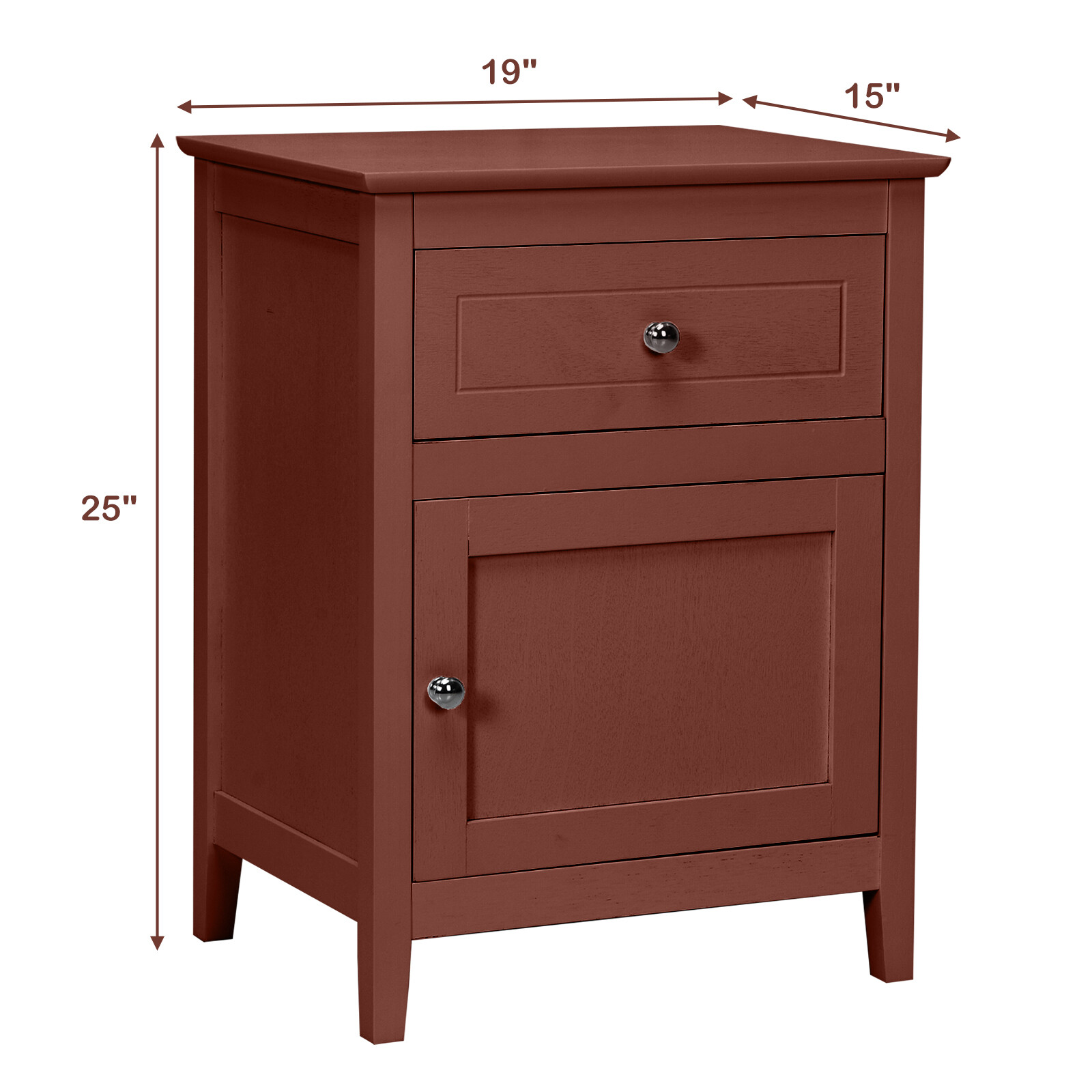 Costway Nightstand with Drawer Accent Side End Table Storage Cabinet Cherry