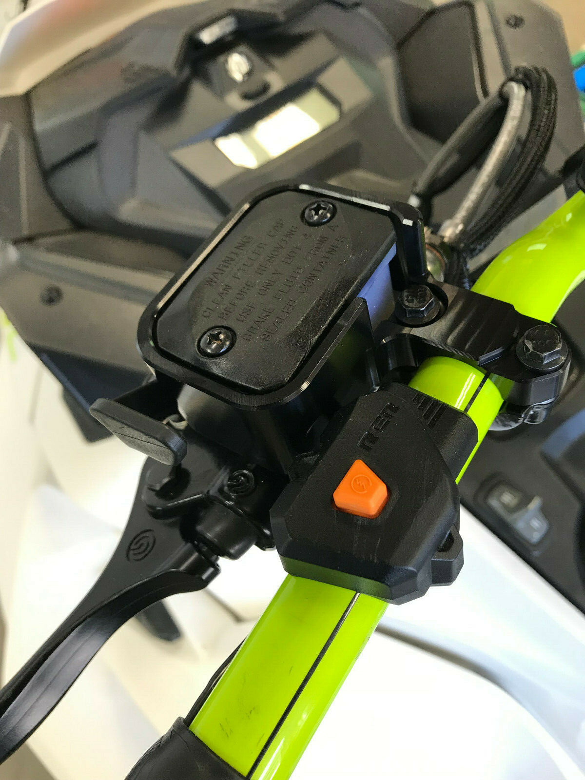 2008-2024 Ski-Doo Black  Brake Reservoir Protector by ATW Ind., Billet Aluminum