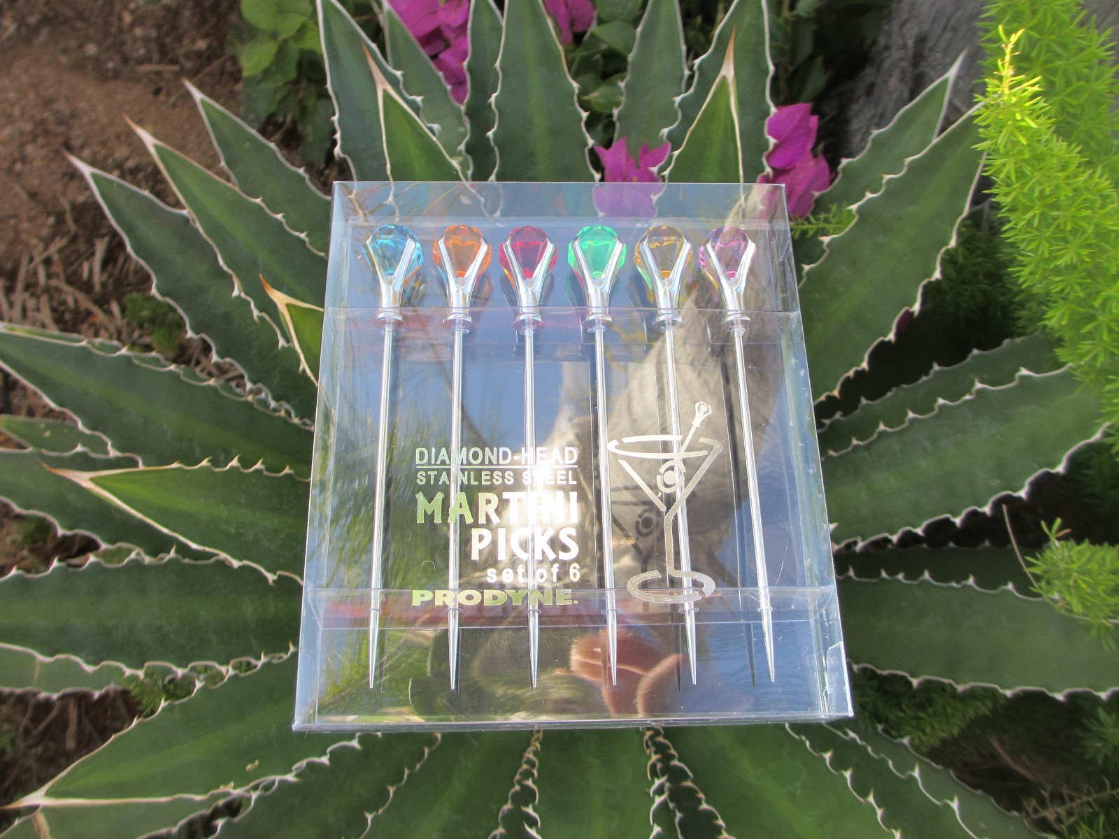 color gem DIAMOND crystal Cocktail PICKS for MARTINI GLASS glasses olive purple