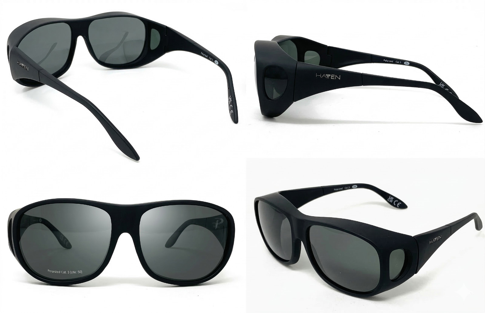 HAVEN Fits Over Sunwear POLARIZED Sunglasses Summerwood Large Black