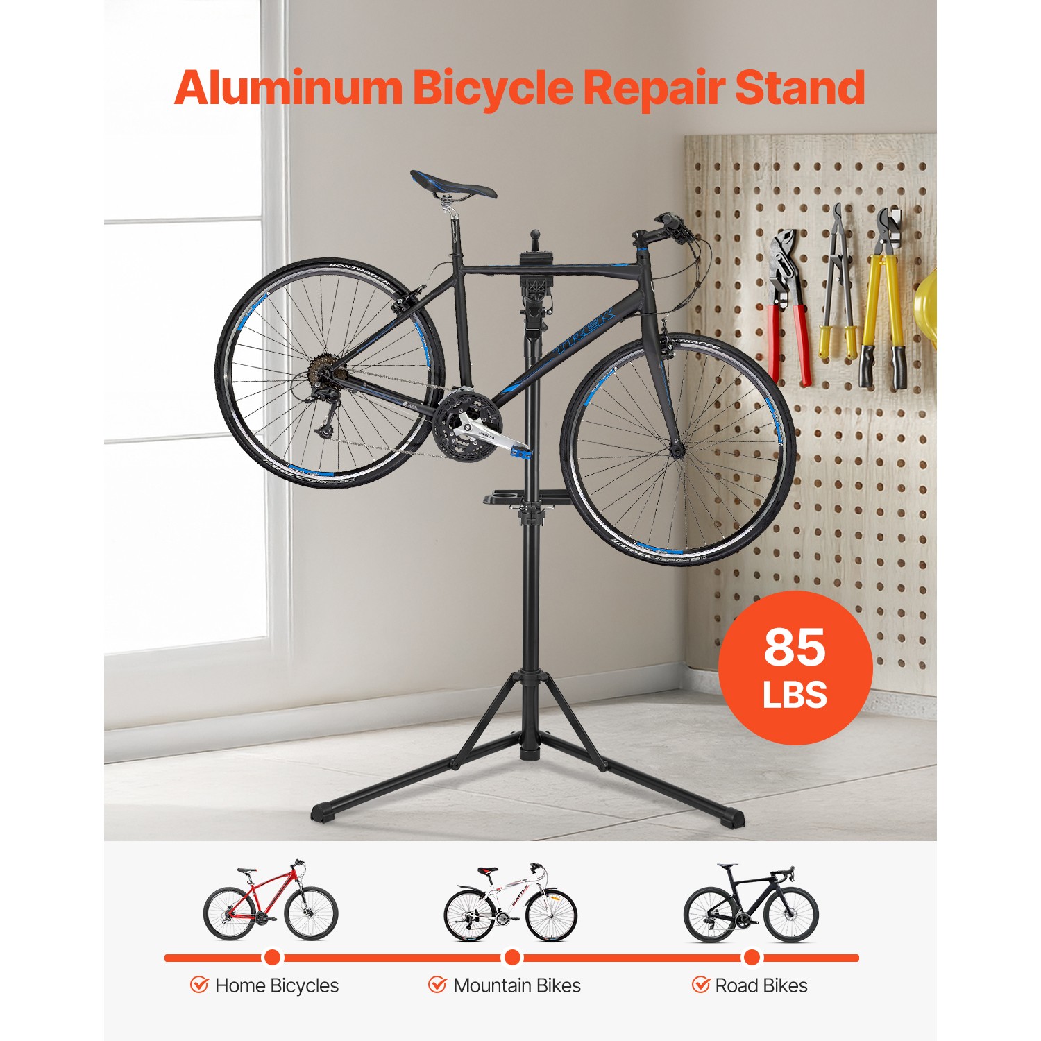 Bike Repair Stand 85 lb Adjustable Bicycle Maintenance Rack with Tool Tray