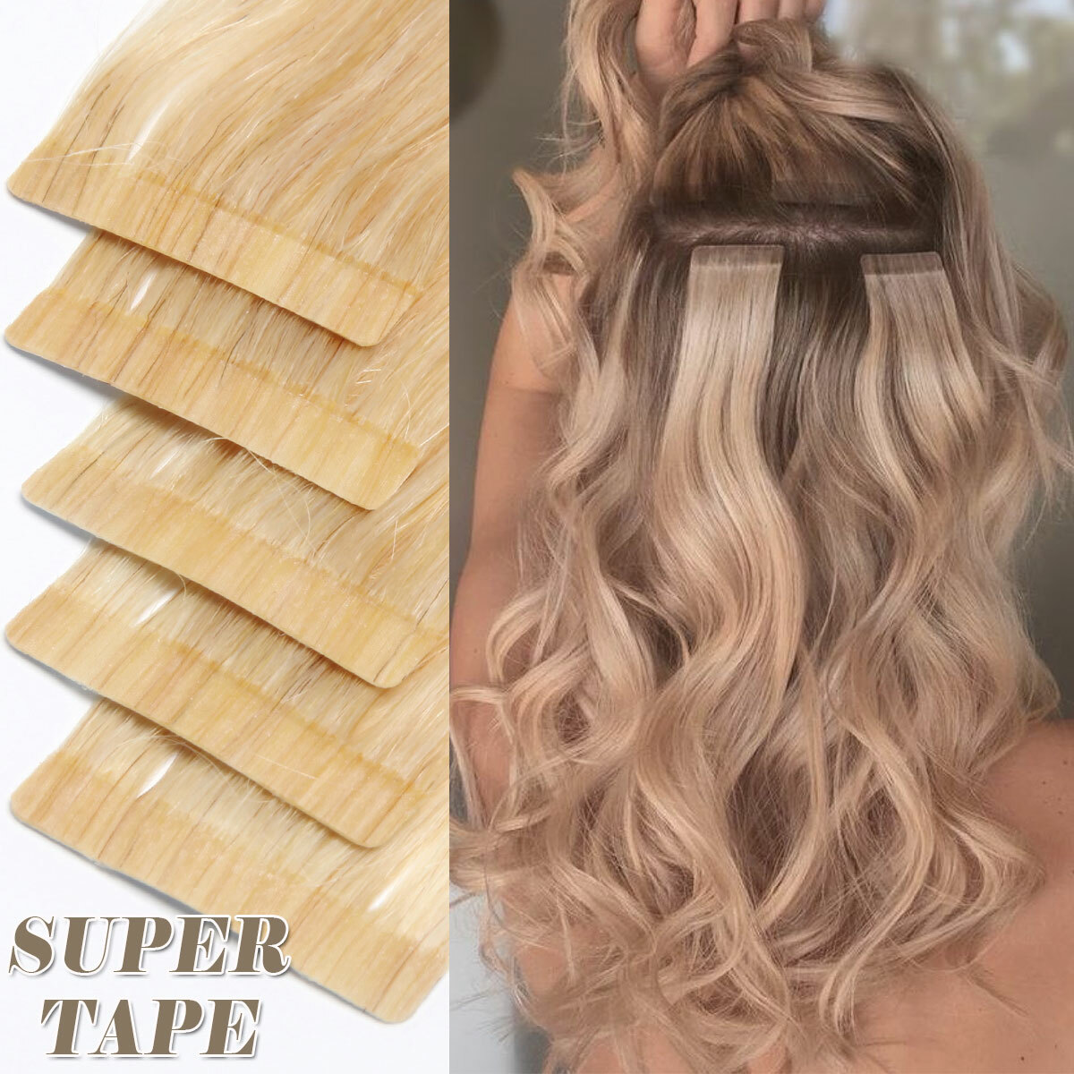 CLEARANCE Tape In 100% Real Remy Human Hair Extensions Skin Weft Full Head Ombre