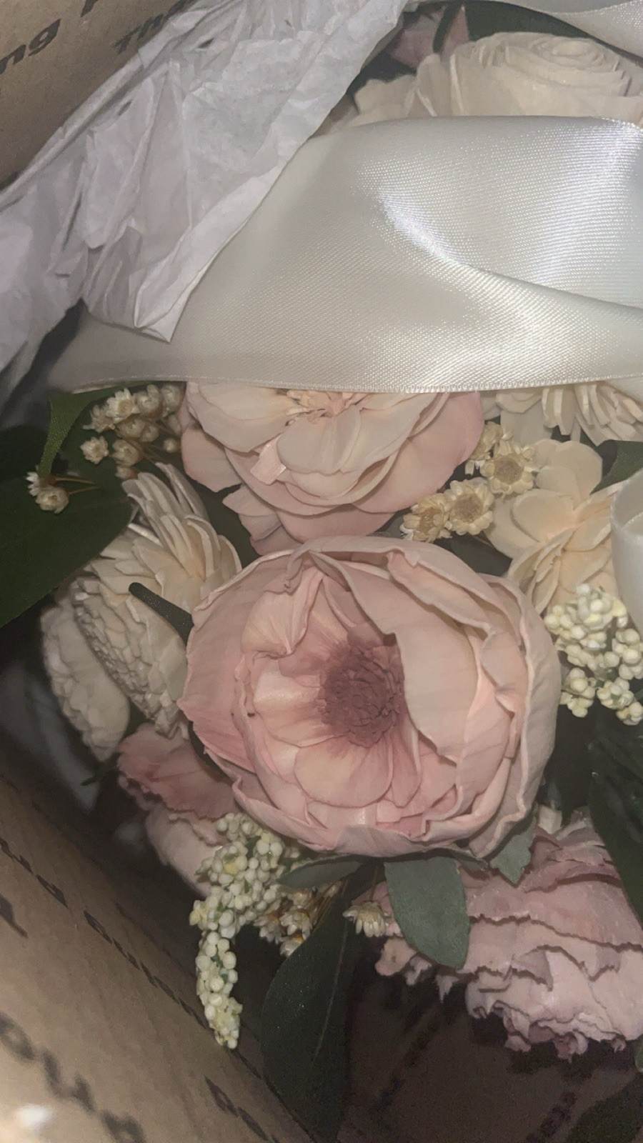 Handmade Paper Flower Bridal Bouquet Blush Ivory Cascading Wedding Keepsake