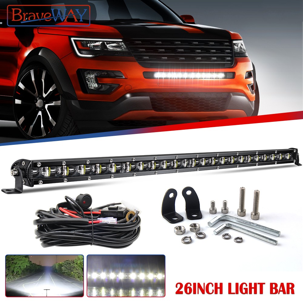 Behind Grille Mount 26" Slim LED Light Bar w/ Wiring For Ford 2016-19 Explorer