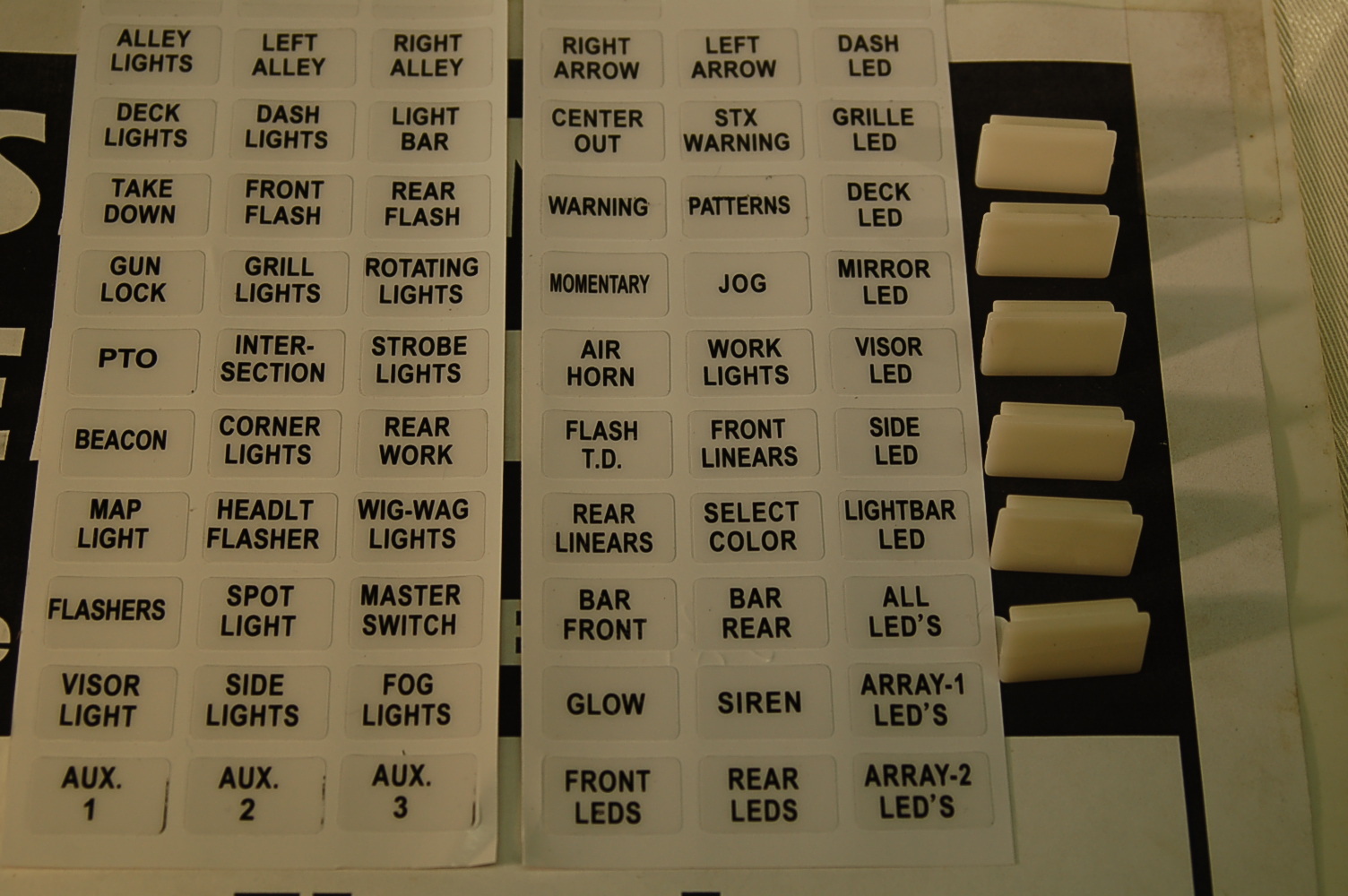 Federal Signal SW300 Switchbox Label Code3 Shome able2 fed sig switchbox labels