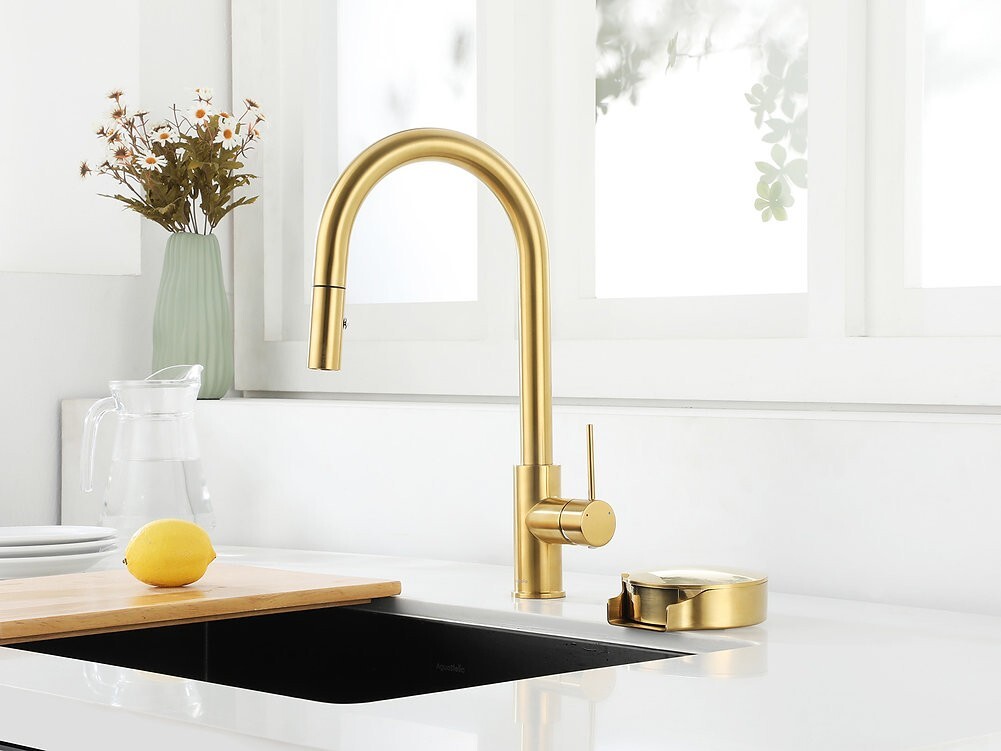 AguaStella ASR01BG Brushed Gold Stainless Steel Glass Rinser Cleaner