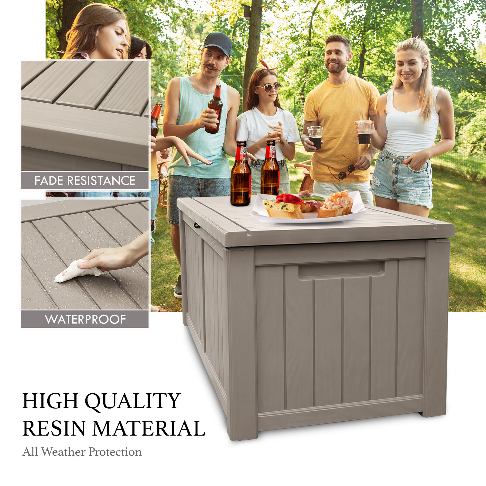 120 Gallon Deck Box Storage Outdoor Patio Chest Organizer Furniture Garden Bench