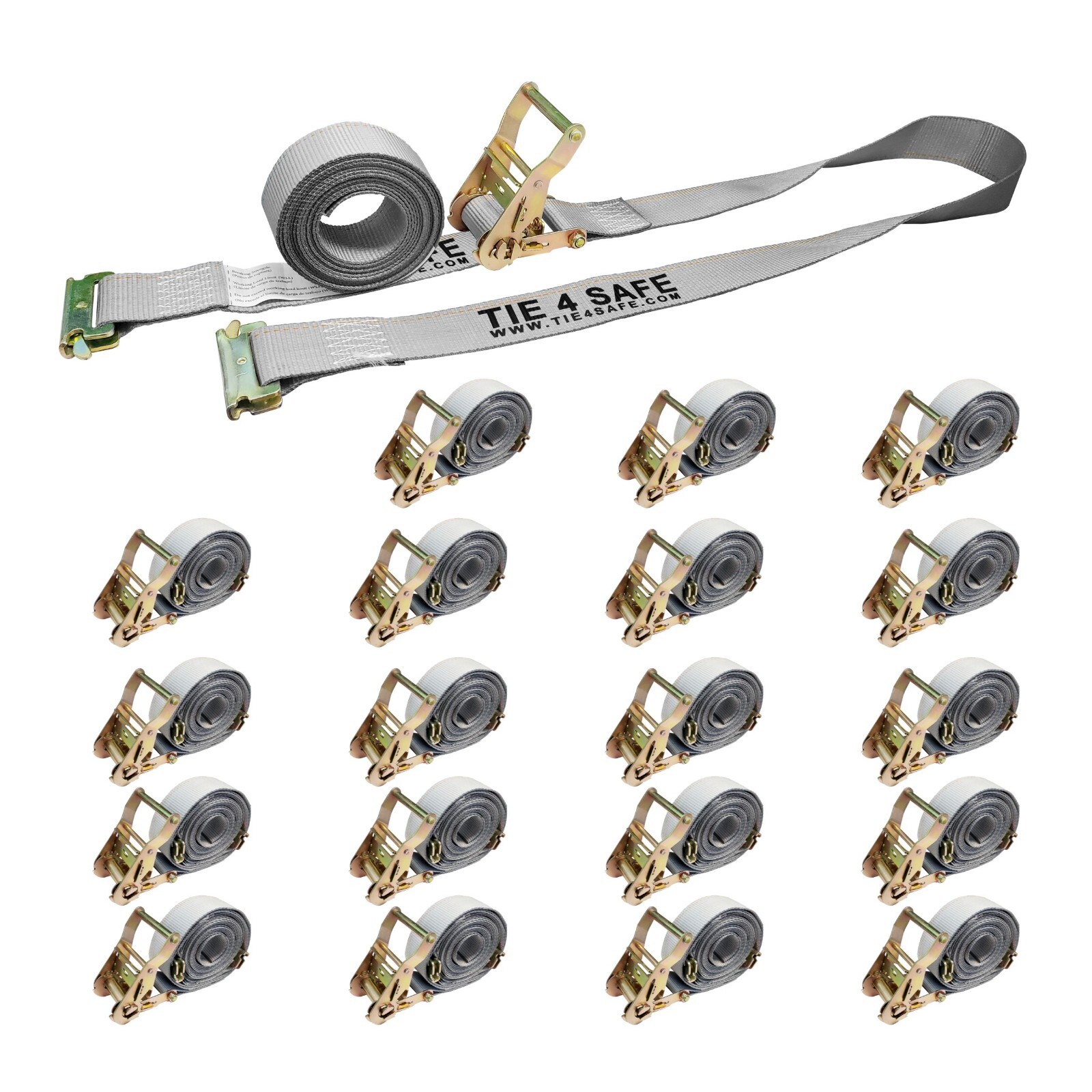 20 Pack 2" X 16' E-Track Ratchet Tie Down Strap Truck Trailer Enclosed Cargo Van