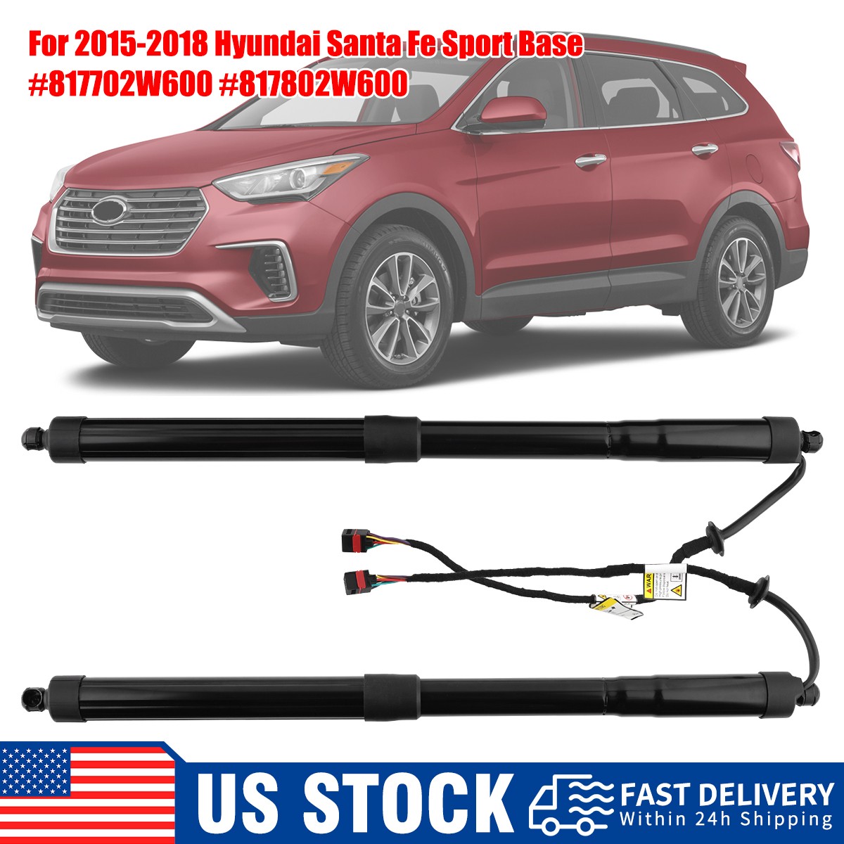 Pair Rear Electric Tailgate Gas Strut For Hyundai Santa Fe Sport Base 15-18 NEW.